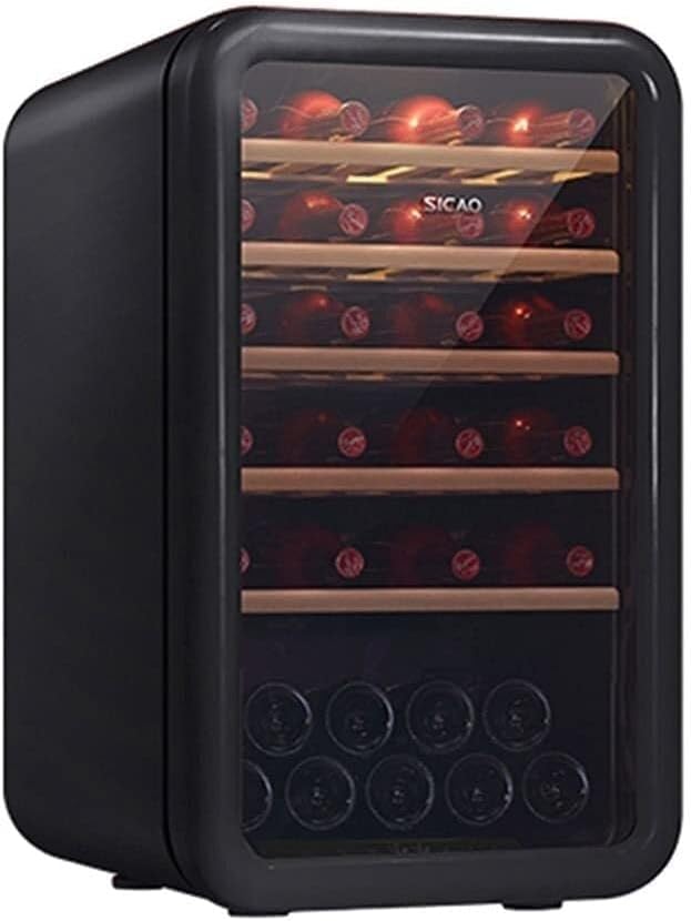 35-Bottle Wine Cooler, Home Independent Wine Cellar, Digital Display Constant Temperature Wine Cooler, Retro Refrigerator, Beverage Ice Bar (White 48.5 * 64 * 82.7cm)(39)