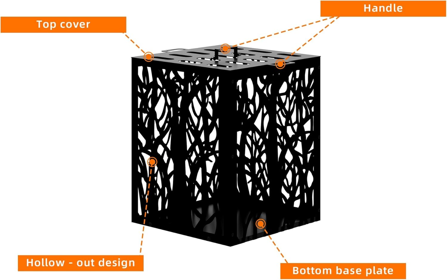 Burn Barrels for Outside, Square Carbon Steel Firepit, Heavy Duty Outdoor Incinerator Drum 22 Inch Burn Cage for Paper, Leaves, Trash & Wood (Black, 21