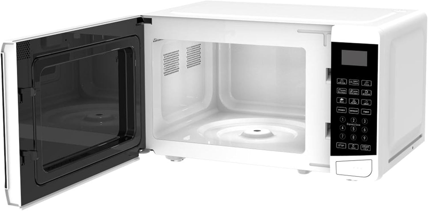 IMPECCA Countertop Microwave Oven 10 Auto Menus Defrost Timer LED 0.7 Cu. 700W 9.65” Turntable Child Lock Press to Open