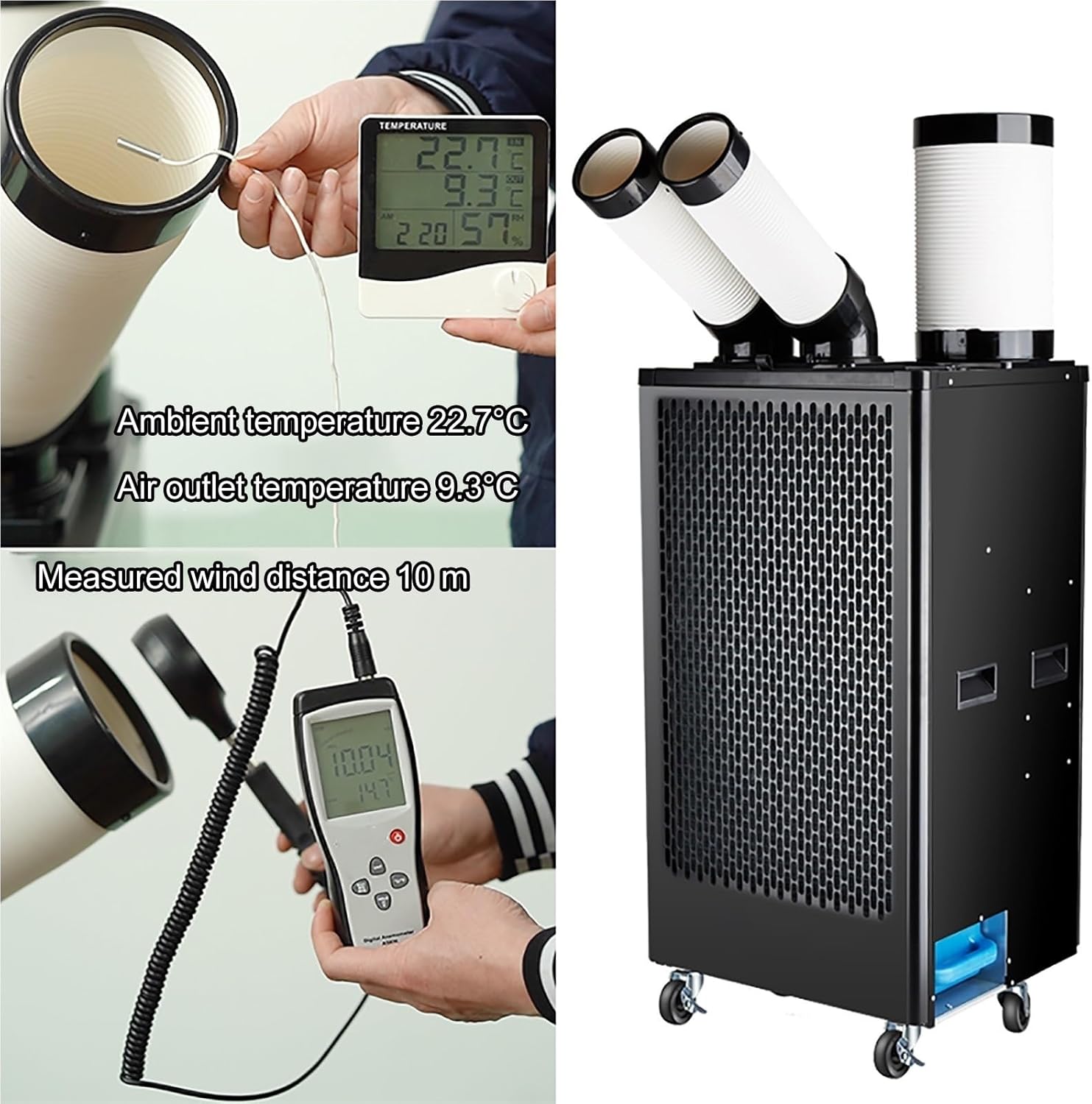 Industrial Portable Spot Air Conditioner – Mobile Commercial Cooling Unit with Water Tank, 220V, Adjustable Air Ducts for Outdoor Events, Factory, Workshop(86cm)