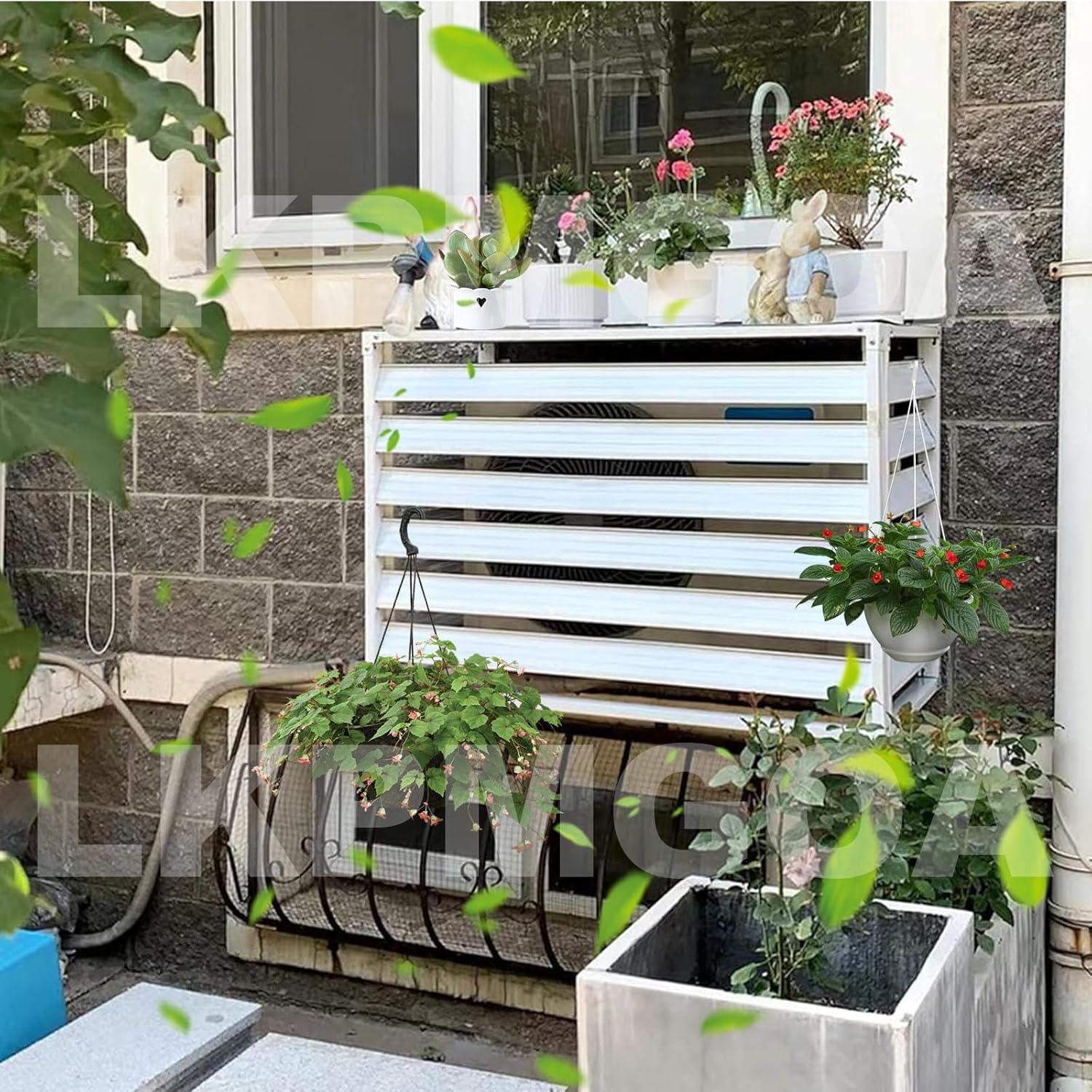 All Weather Air Conditioning Cover, Air Conditioning Cover Protection Against Rain and Sun Protection, Garden Tidying, Theft proof(White,110cm)