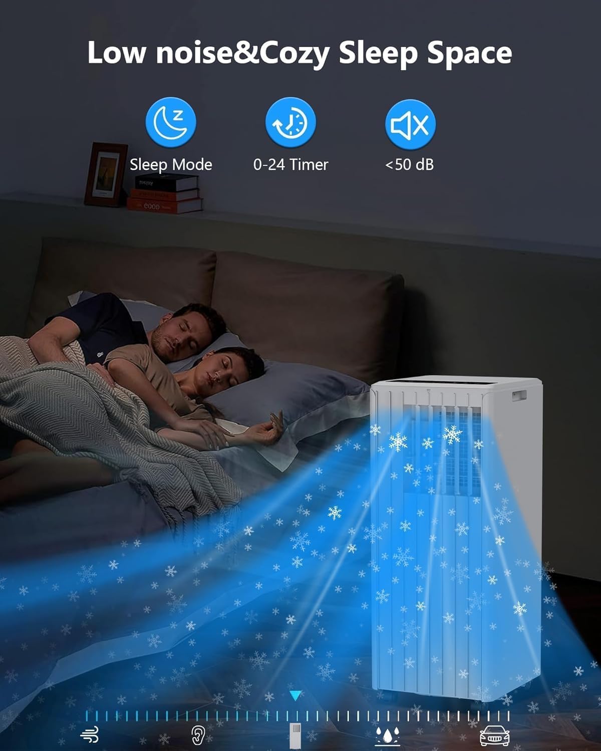 Portable Air Conditioner 8000 BTU - 3-In-1 AC Units Fast Cooling, Dehumidifying & Fan Functions, Ultra Quiet Operation with Remote Control & Window Kit, Ideal for Bedroom, Office & Living Room