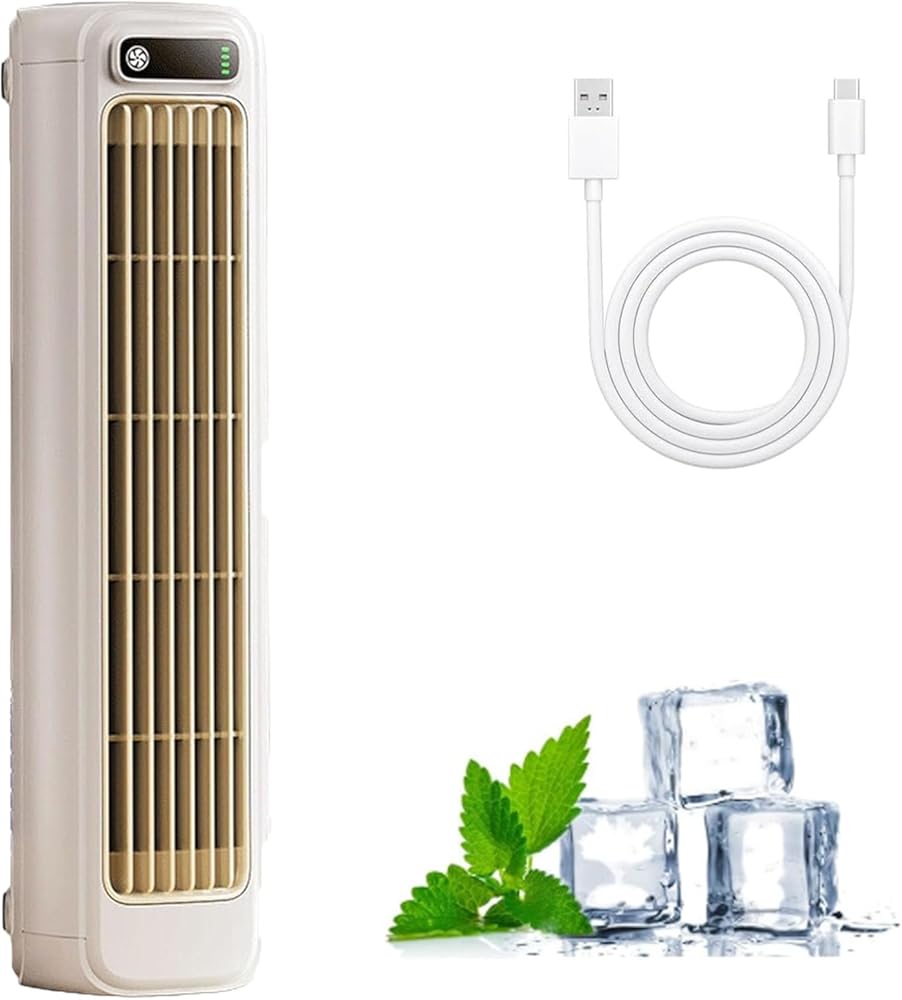 Imwing Portable Air Conditioner, 2025 Upgrade Adjustable USB Cooling Fan with Three Speeds, Quiet Air Cooler for Bedroom, Office, Home - Ideal Summer Relief (White)