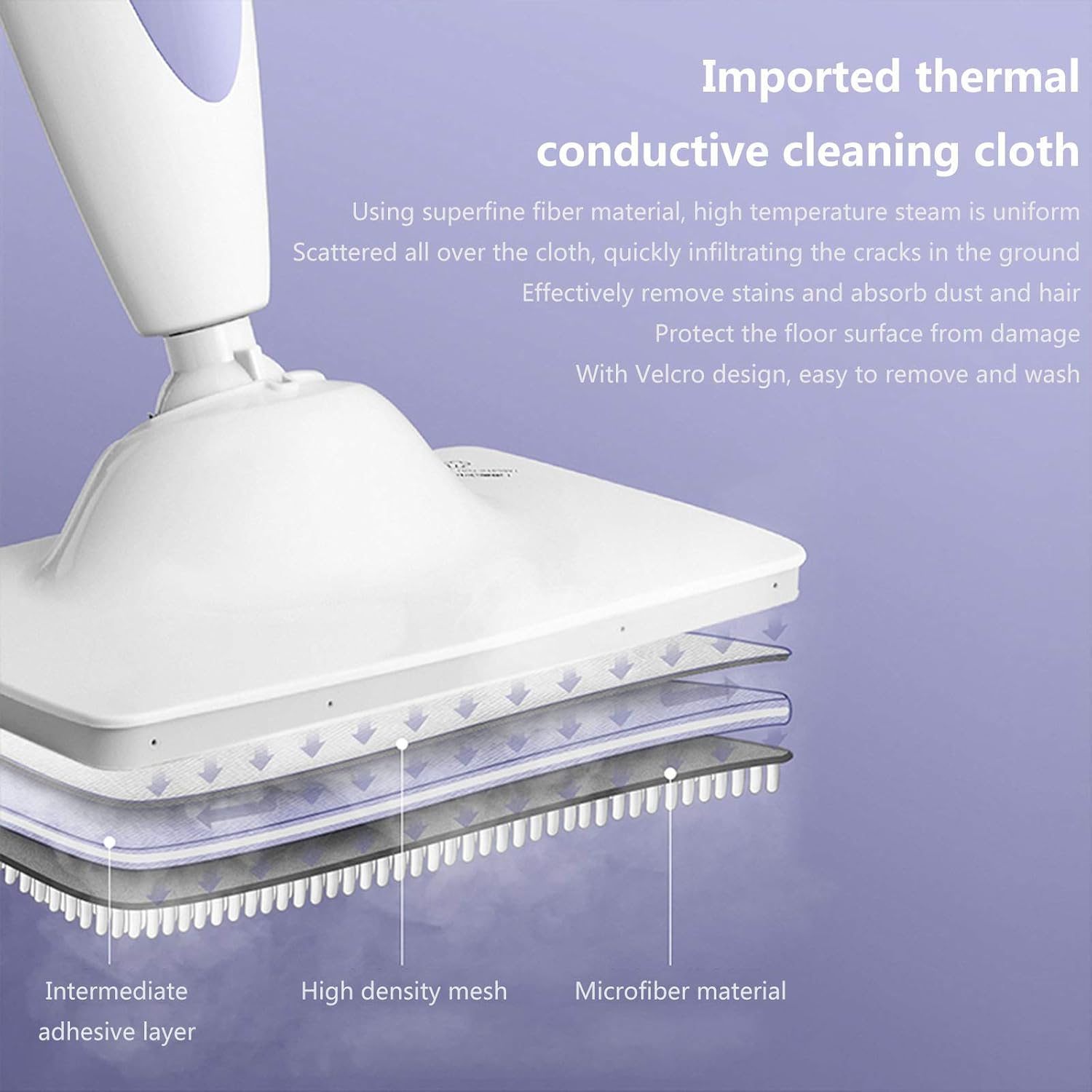 Wireless Steam Mop Floor Mop Steam Cleaner with Adjustable Steam Intensity Multifunctional Carpet Upright Cleaner Mop for Floor Cleaning Purple