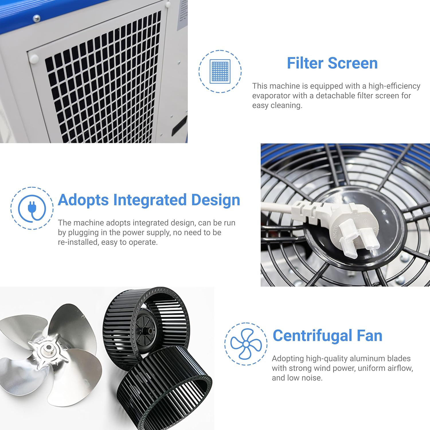 Industrial Air Conditioner 18700BTU/H Industrial Spot Cooler Air Conditioner with 3.7Gal Water Tank Portable Mobile Spot Cooler Double Ducts 1.8KW 220V