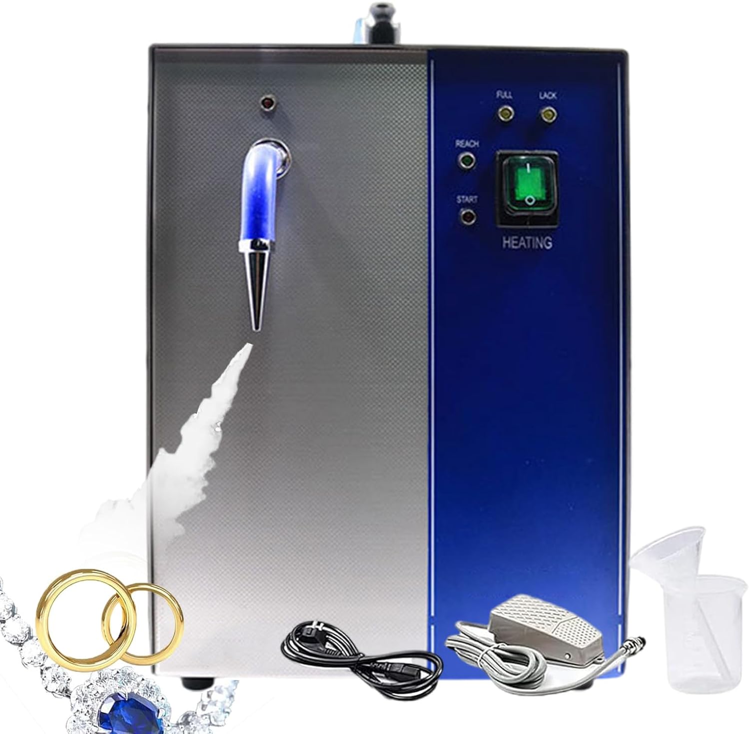 Professional Steam Cleaner with Foot Switch, Stainless Steel Gemstone Cleaner - With Air Pressure Indicator, Steam Cleaner For Gold And Silver Gems (Size:2l/4l),4L