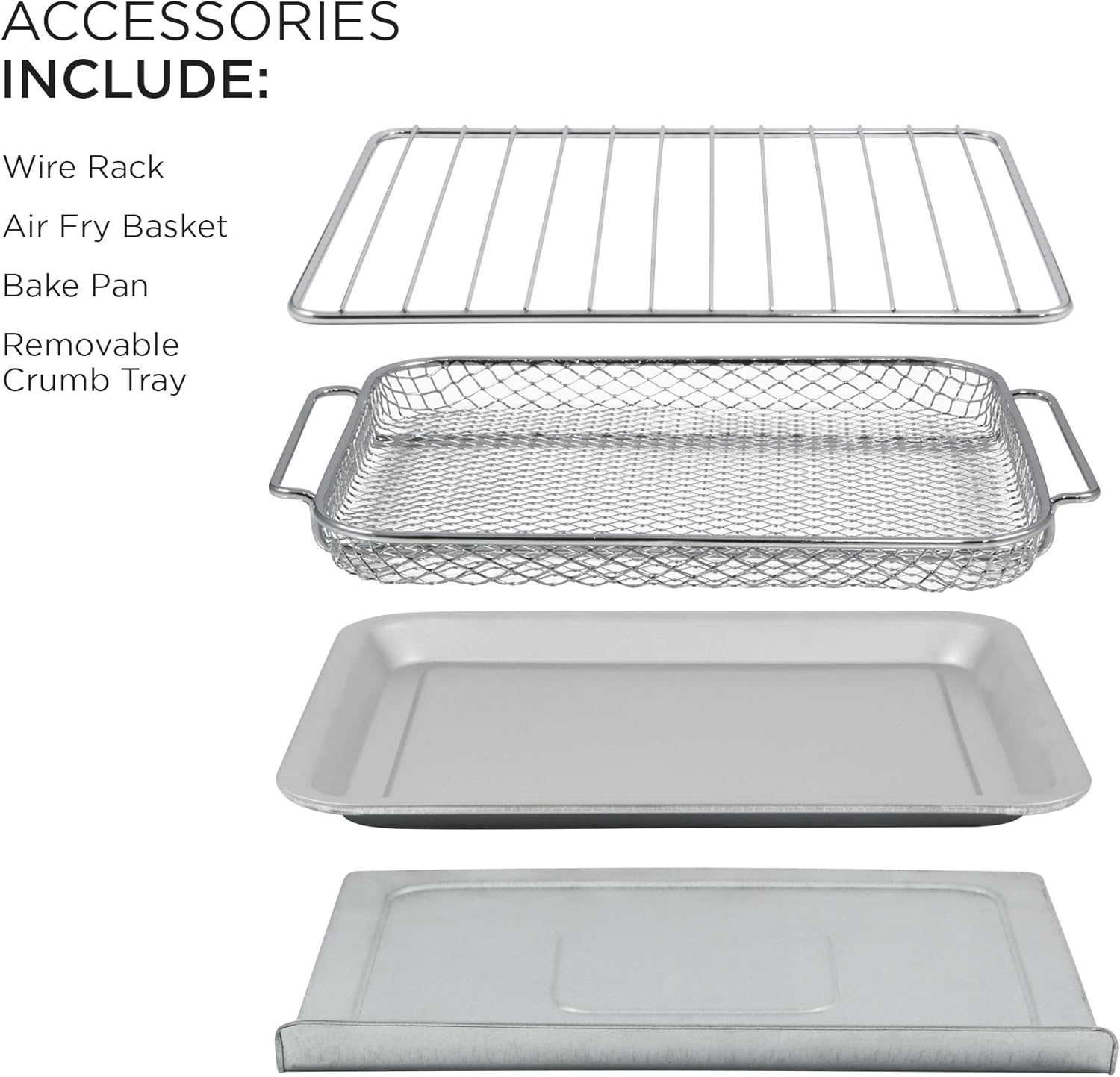 Elite Gourmet EAF1010D Programmable 10L Air Fryer Convection Countertop Oven, 8 Menu Settings, Temperature + Timer Controls, Bake, Toast, Broil, Air Fry, 1500W with Recipes, Steel Exterior