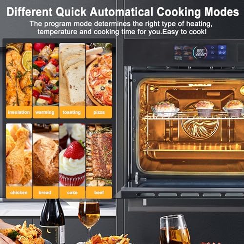 Single Wall Oven, 2.5 Cu.ft Smart Oven with Color LED Display Touch Control, 24
