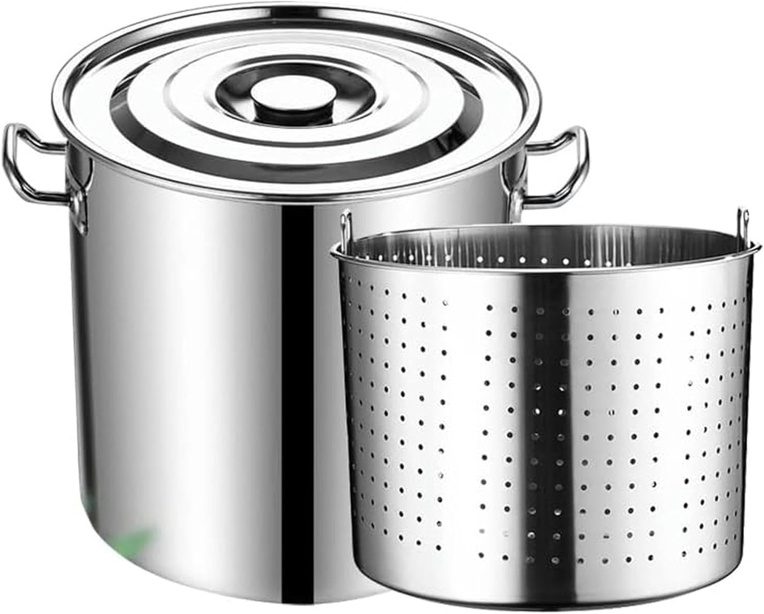 3-Piece Heavy Duty Seafood Boil Pot Set - 45QT & 63QT Large Crawfish, Lobster, Crab & Shrimp Stockpot for Outdoor Cooking, Turkey Fryer, Noodle Pot, Commercial Use