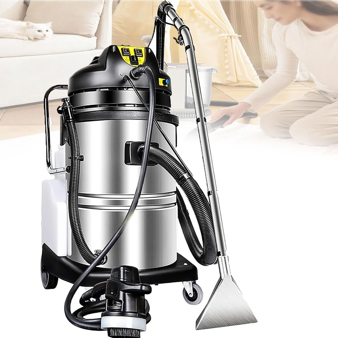 Deep Cleaning Extractor, Portable Carpet Cleaner Machine, 3 in 1 Stainless Steel Rug Extractor, Lifts Spills from Carpets, Stairs, Upholstery,20L,40L