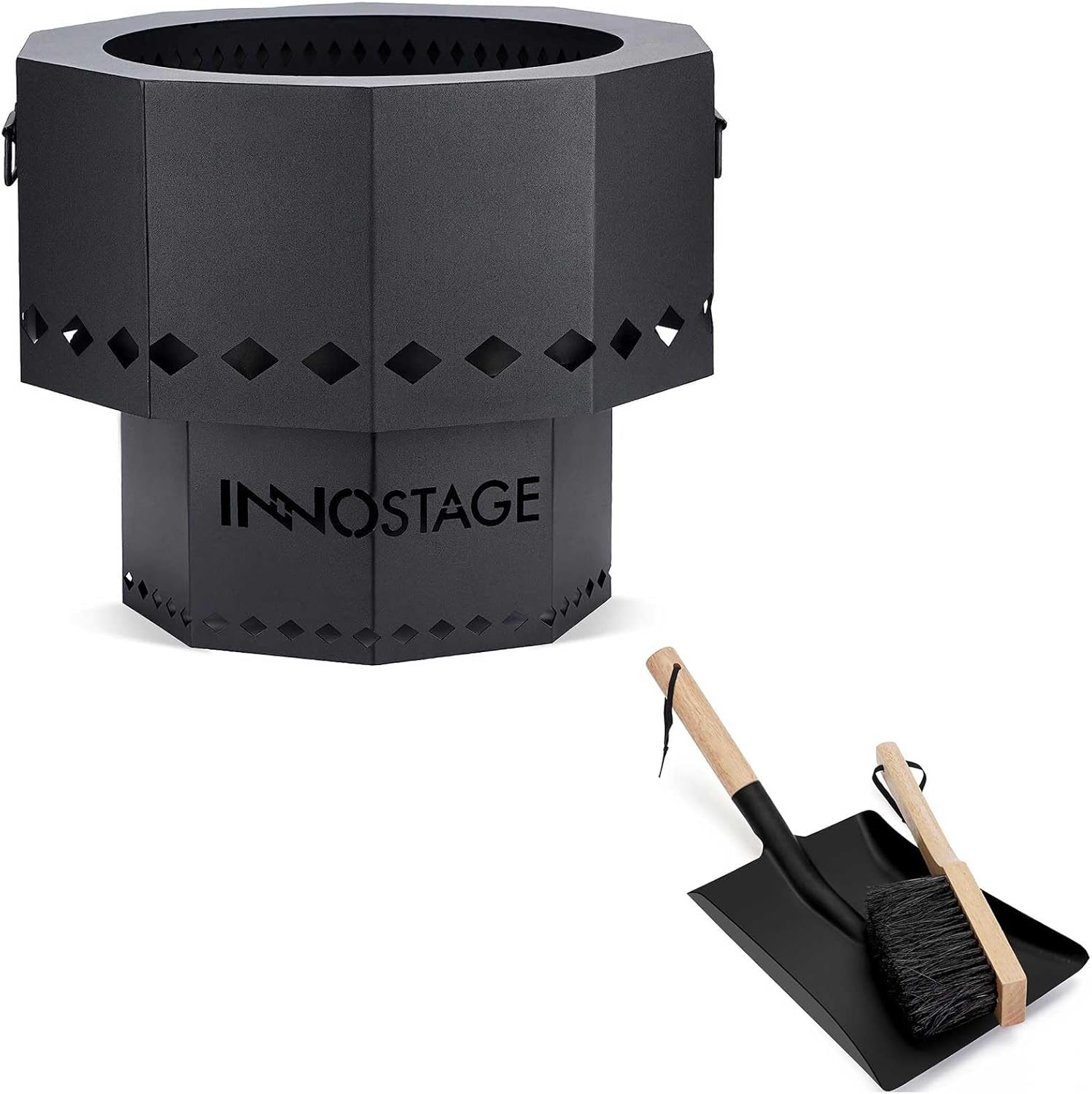 Stainless Fire Pit and Ash Shovel/Brush Set