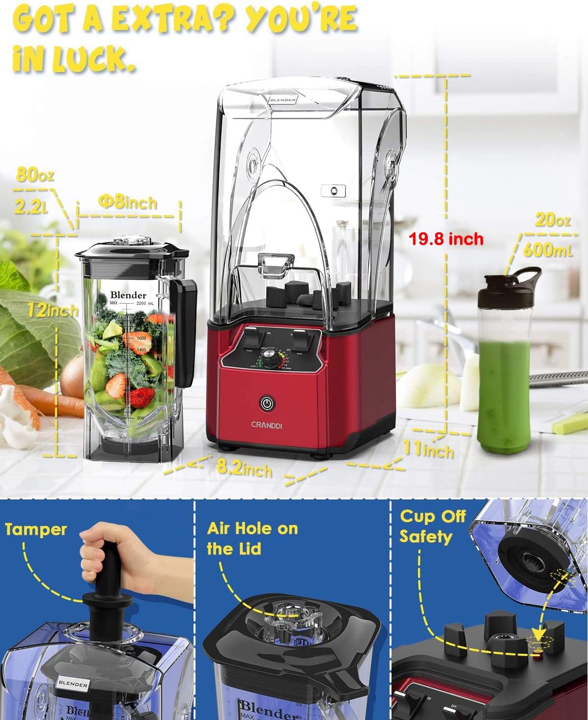 Commercial Quiet Blender K90 with Spare Cup