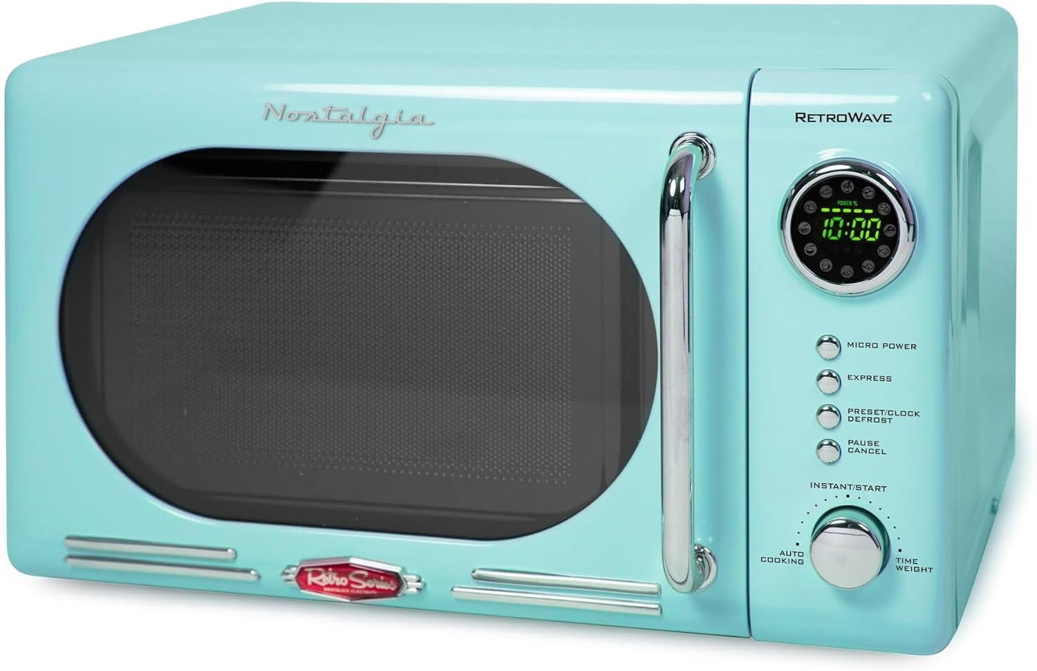 Retro 0.7 Cu. ft. 700-Watt Countertop Microwave Oven in Aqua - Stylish and Functional Kitchen Essential
