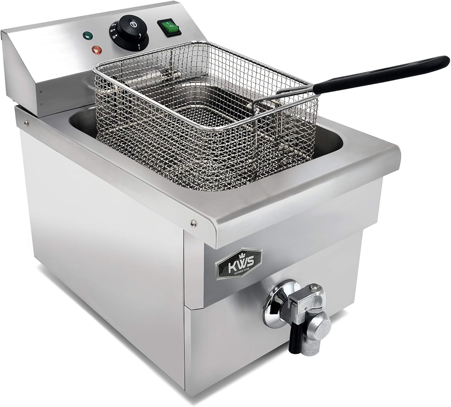 KWS DY-11 Commercial Electric 1750W Deep Fryer 11.4L Stainless Steel with Faucet Drain Valve System for Commercial and Home User (DY-11 | 11.4L | 1750W)