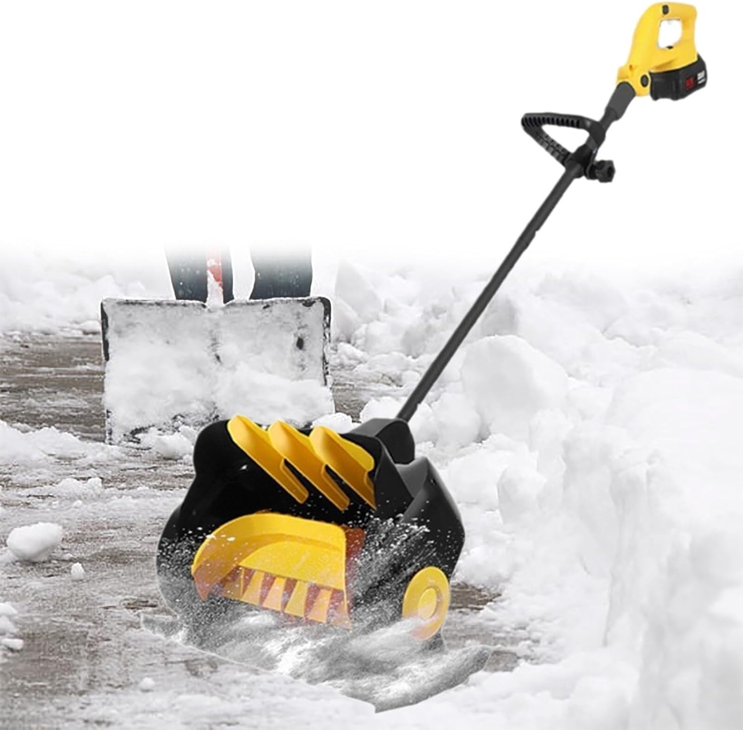 Brushless Motor,21V Cordless Electric Snow Shovel, 41cm Width, (2 Battery and Charger Included) Snow Blower Shovel for Patio Driveway