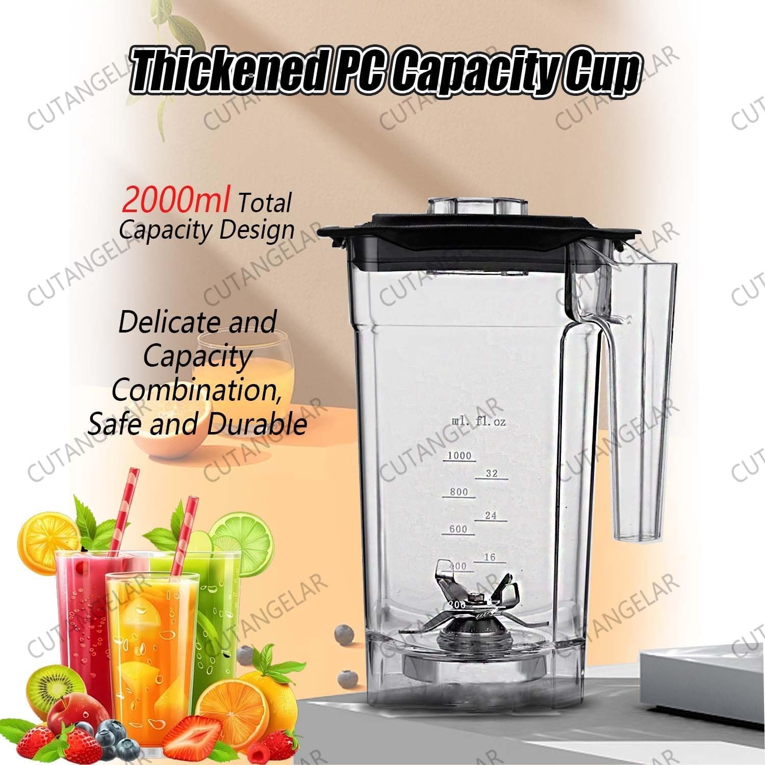 Commercial Blender 2200W with Soundproof Cover - 2L Large Capacity Quiet Professional Blender, 5 Preset Speeds, 17000 RPM Ice Crushing, for Crushing Smoothies and Milkshakes
