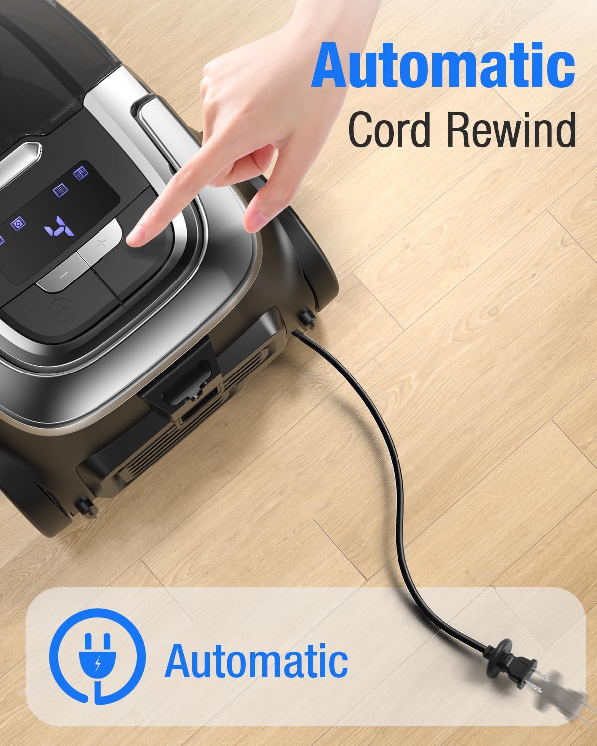 Zefiro Canister Vacuum Cleaner, 40Kpa 1600W Bagless Vacuum Cleaner,Lightweight Vacuum for Hard Floors, Carpet, Pet