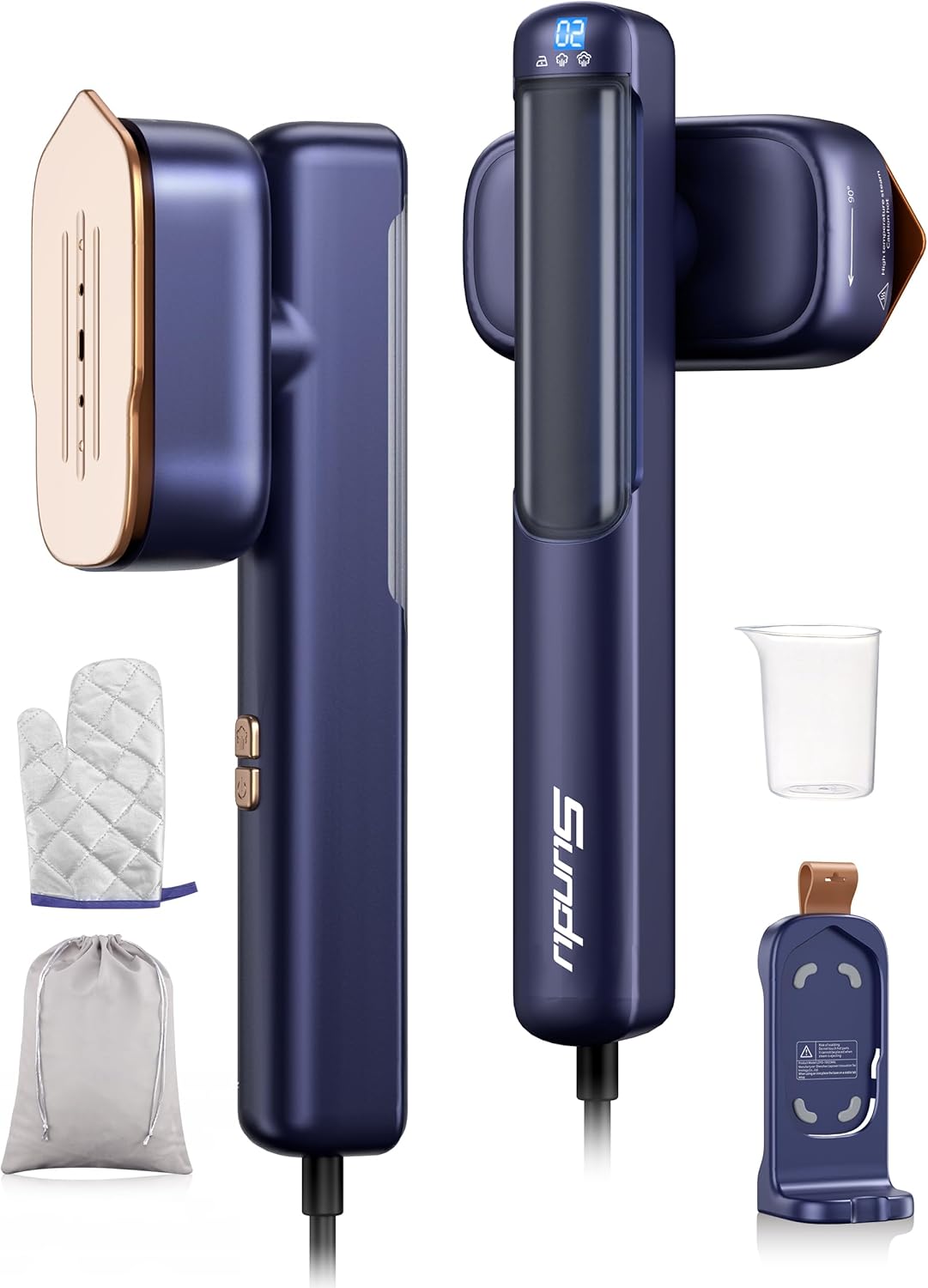 Handheld Steamer for Clothes, 110-240V Dual Voltage Travel Steamer ＆ Iron 2 In 1 Mini Handheld Garment Steamer Iron, 1100W, Large Ceramic Heat Panel for Home & Global & Europe Traveling