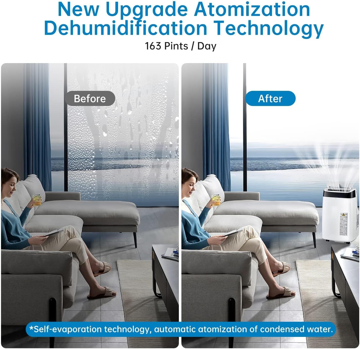 Acekool 10000 BTU Portable AC Unit with Remote Control, Dual Motor Portable Air Conditioners for Home/Office/Dorms