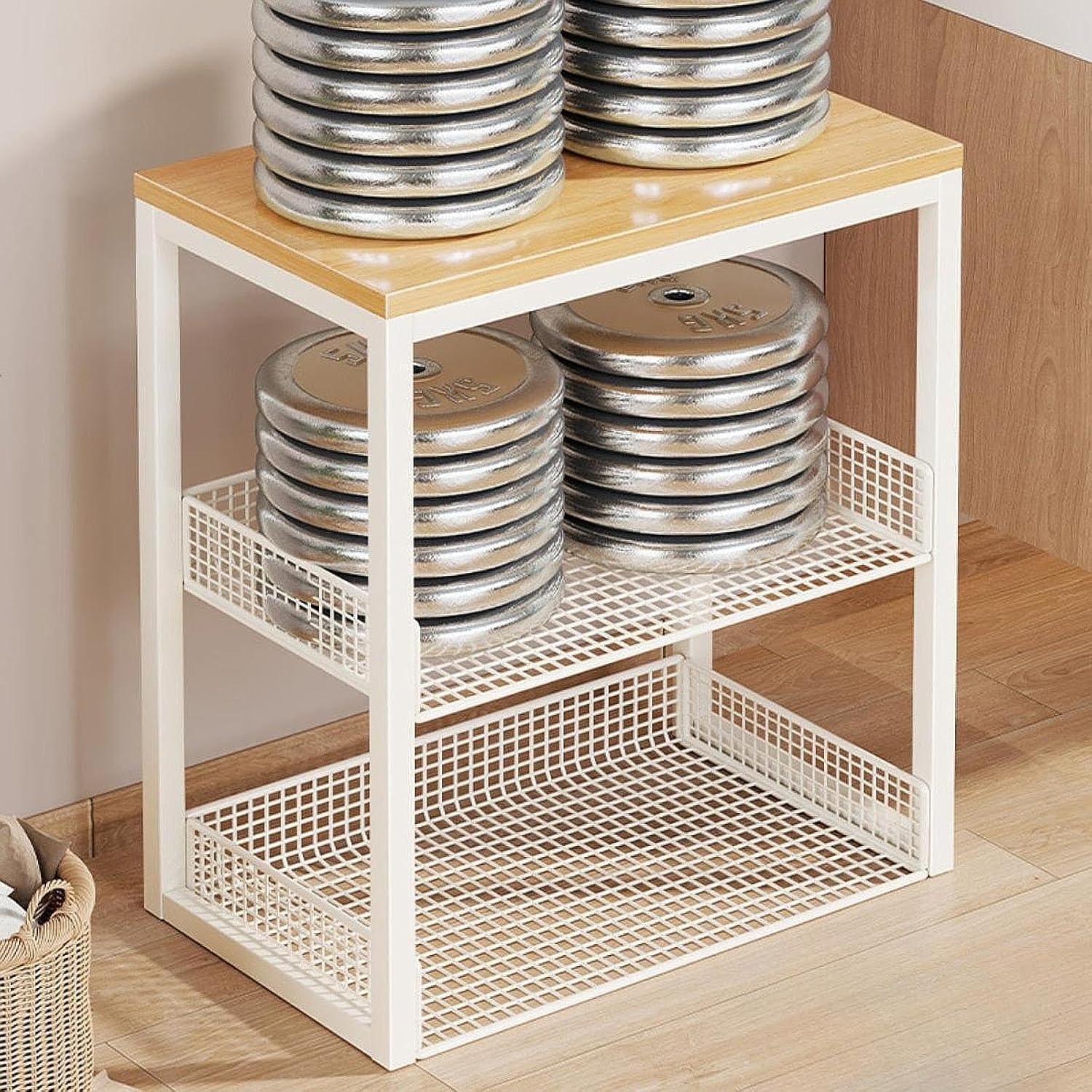 Portable Washer Stand Rice Cooker Air Fryer Rack Plant Holder Small Appliance Rack Laundry Room Shelf for Entryway Office, White