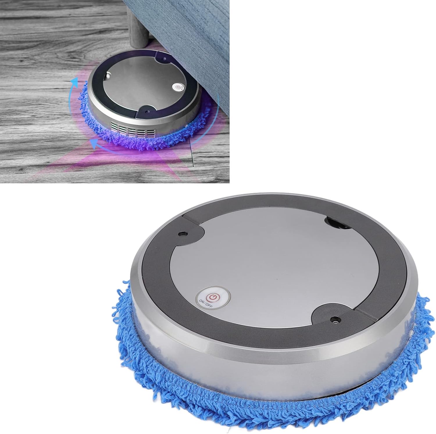 Robot Vacuum Cleaner with Mop, USB Rechargeable Automatic Sweeper Mopping Sweeper Spray Type Wet Intelligent Robot Sweeper for Pet Hair, Low Floor Carpets