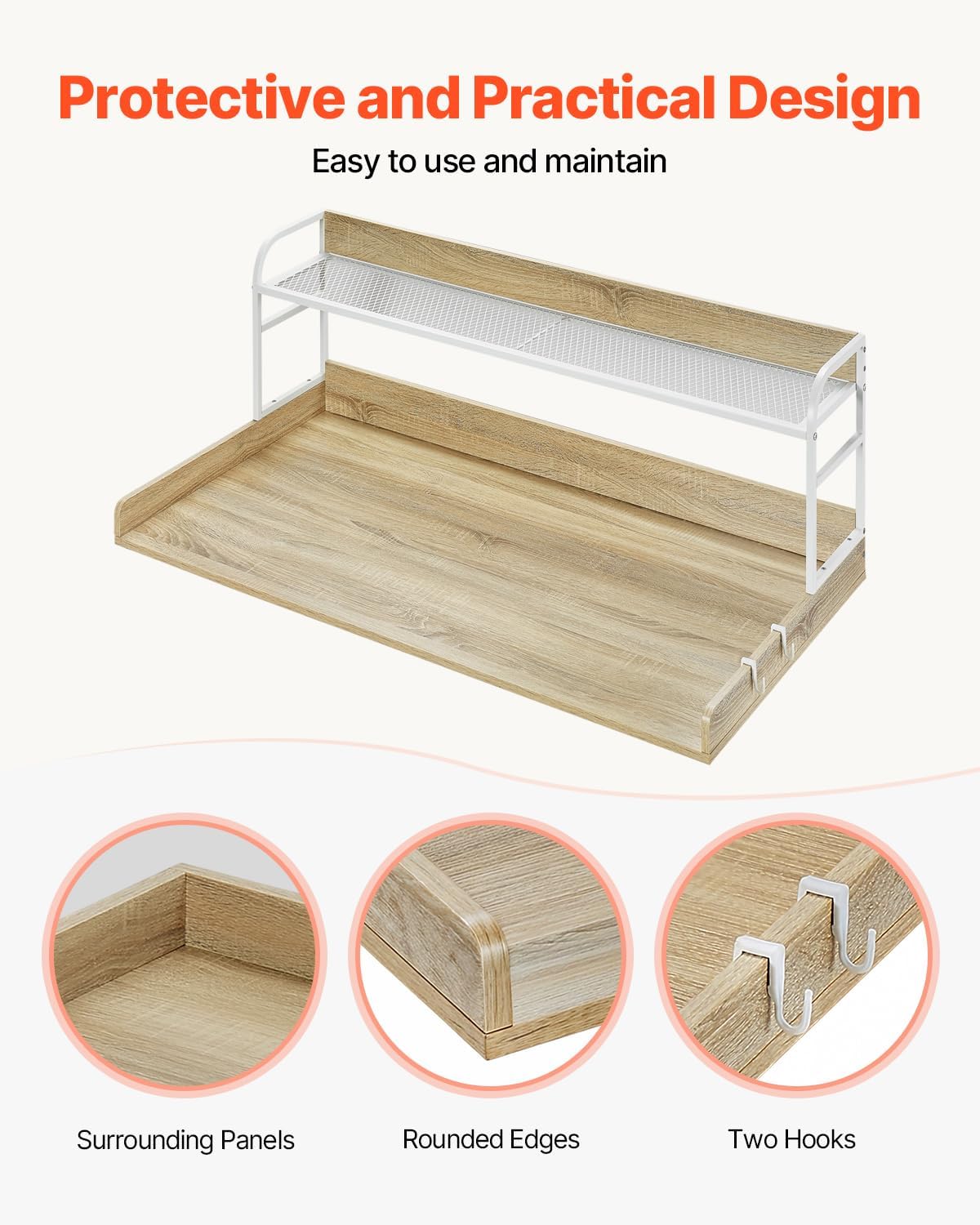 Happybuy Washer Dryer Countertop with 2-Tier Shelf, 54