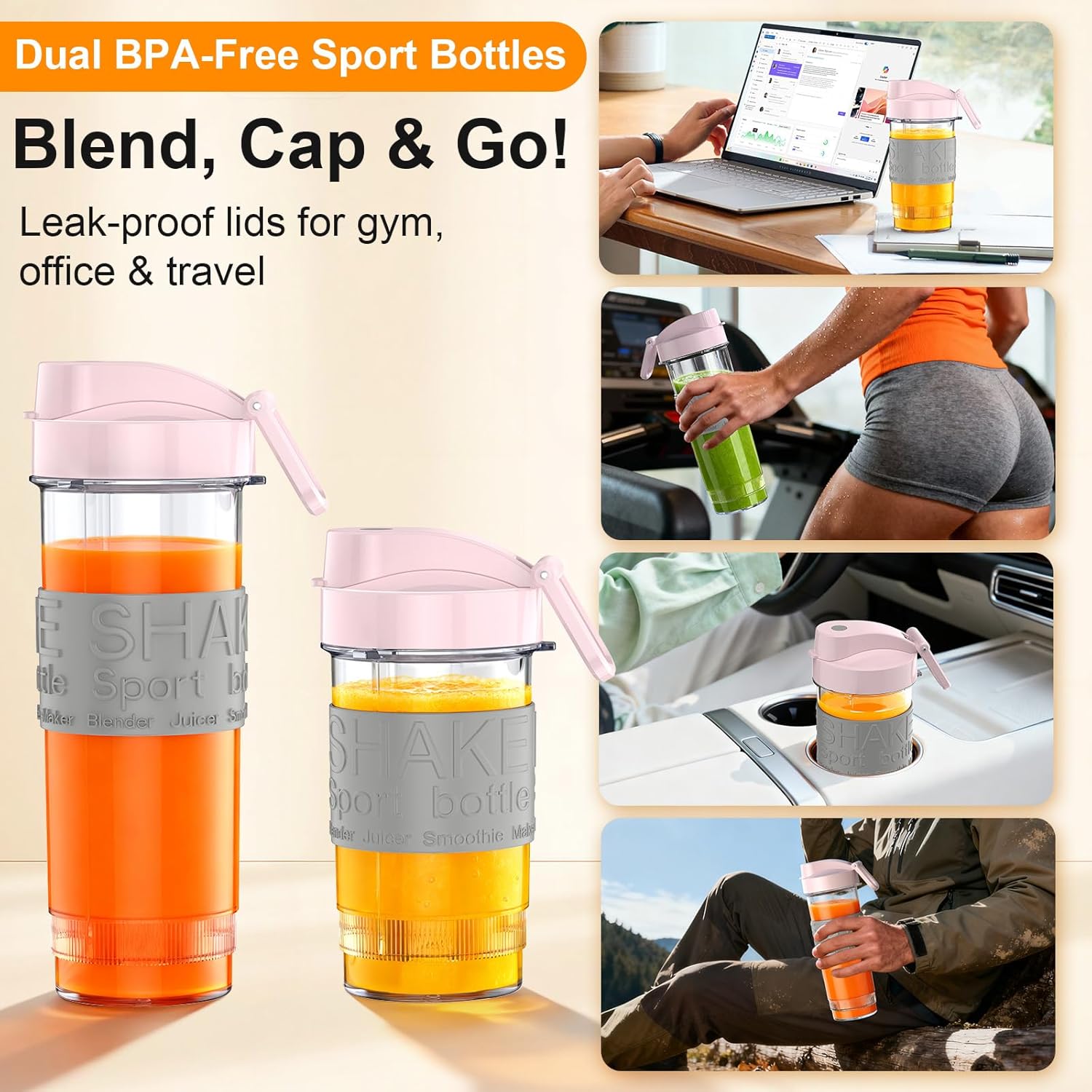 10 In 1 Personal Blender And Grinder Combofor Kitchen, Smoothie Juicer Machines Vegetable And Fruit, For Shakes And Smoothies, Smoothies Maker With 2 Portable Cup, Pink