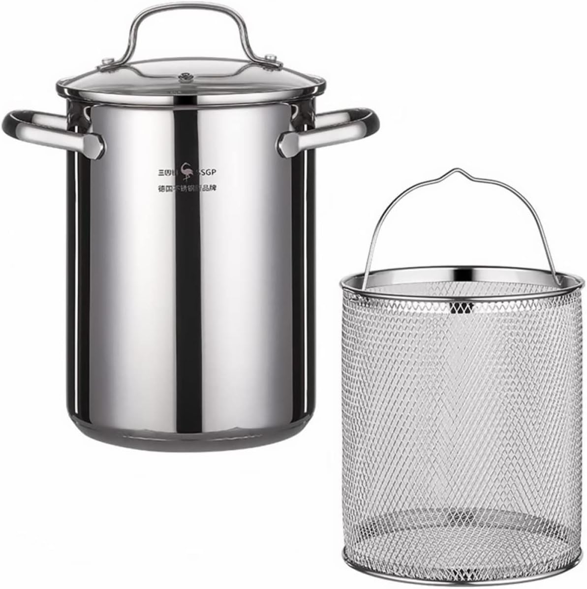 1set Stainless Steel Deep Fryer Pan for Tempura and Fried Foods Easy Clean Design Household Frying Pot Oil Drainer Basket for Home and Restaurant Use