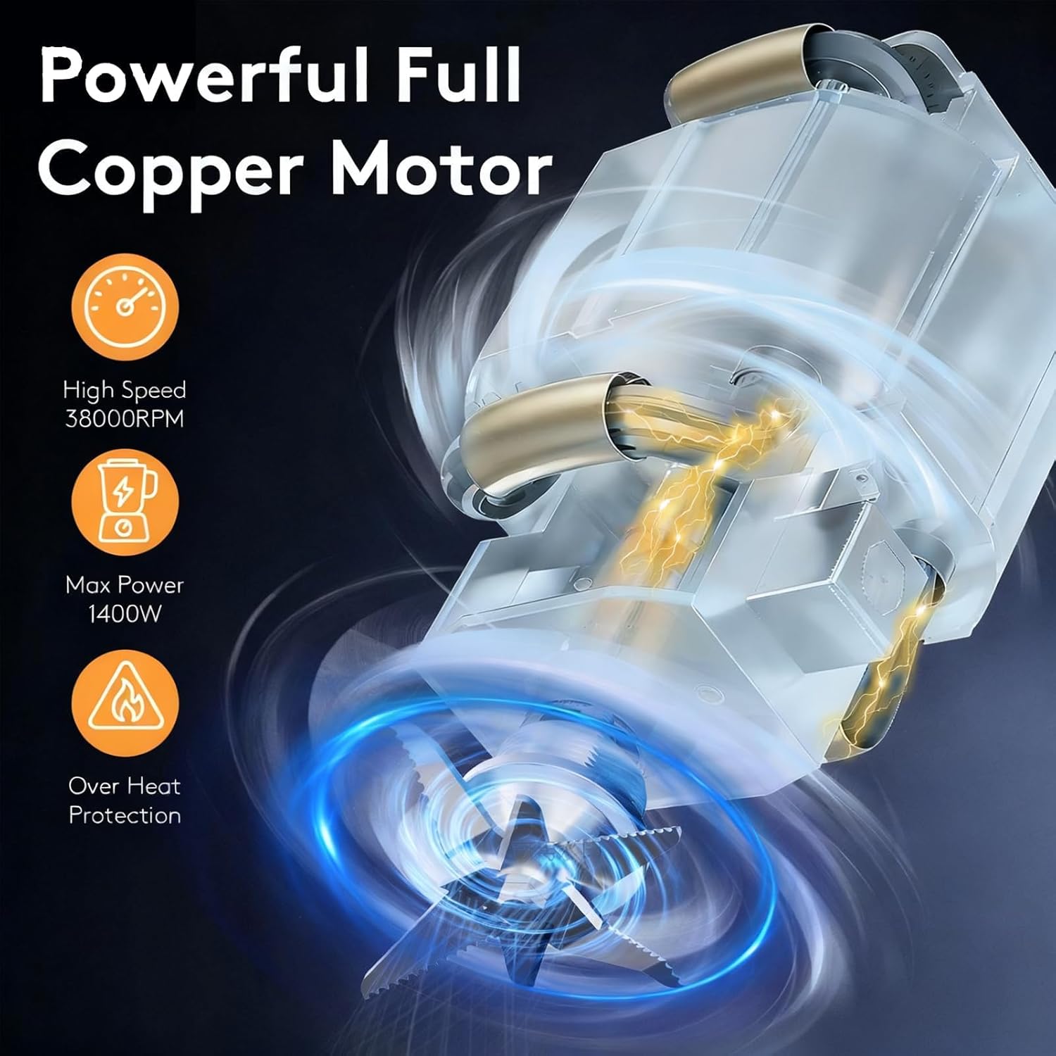 Blender with 14 Functions, 1400W High-Speed Motor, 59oz Capacity, Food Processor for Smoothies, Soy Milk, Soup, Food & Juice, Multifunctional Heating Mixer (Black)