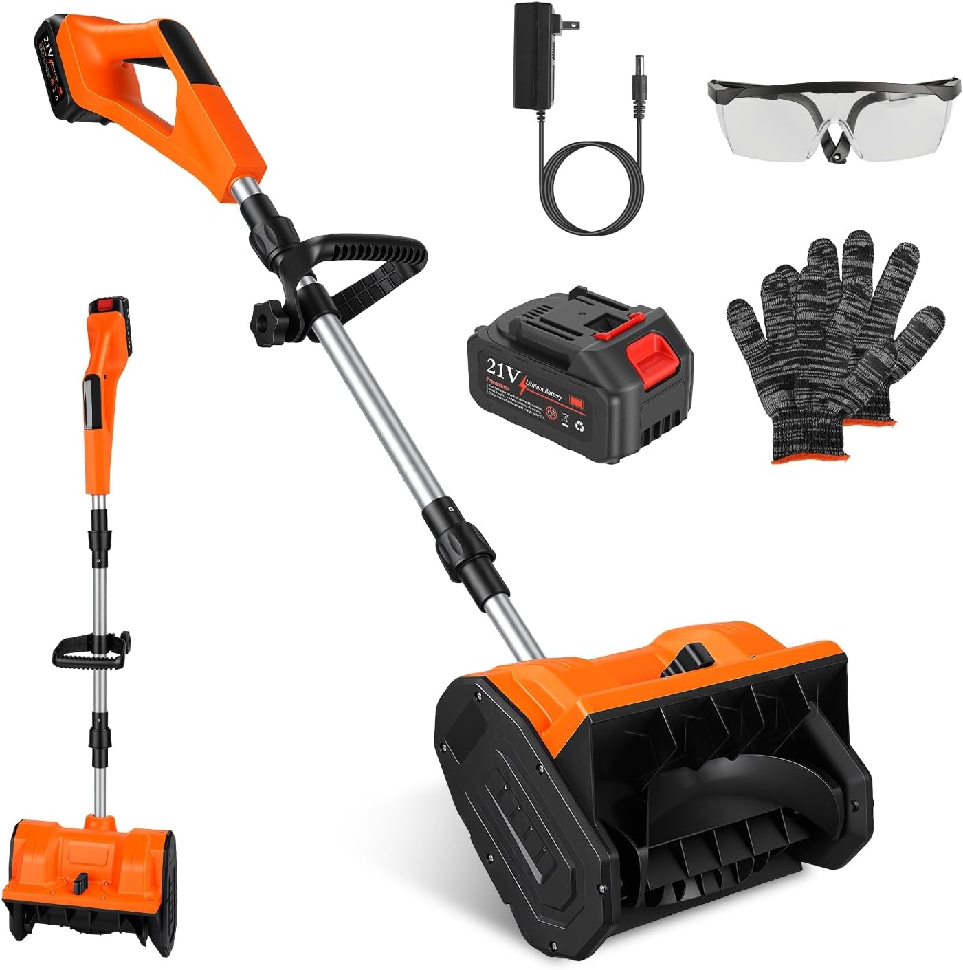 Electric Cordless Snow Shovel, 11 Inch Battery Powered Collapsible Snow Blowers with Adjustable Directional Plate & Handle, 26ft Throwing Distance for Patio, Deck, Driveway