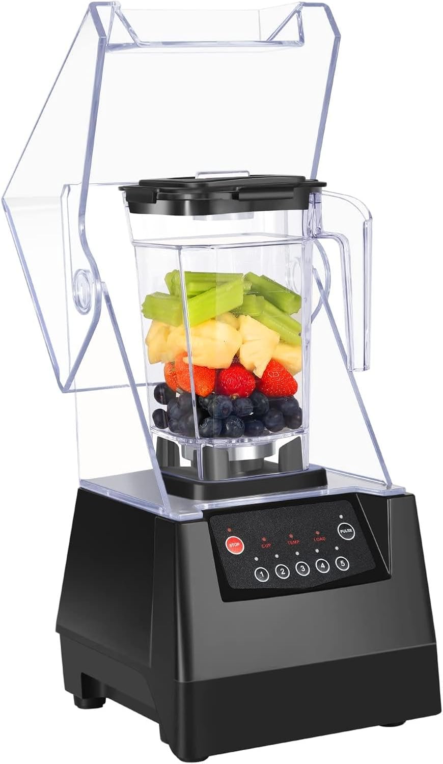 2L Commercial Blender Smoothie Maker, Electric Stand Mixer 17000rpm Blade Ice Crusher with Sound Enclosure, 5 Presets, Silent Broken Wall Cooking Machine,for Smoothie, Fruits
