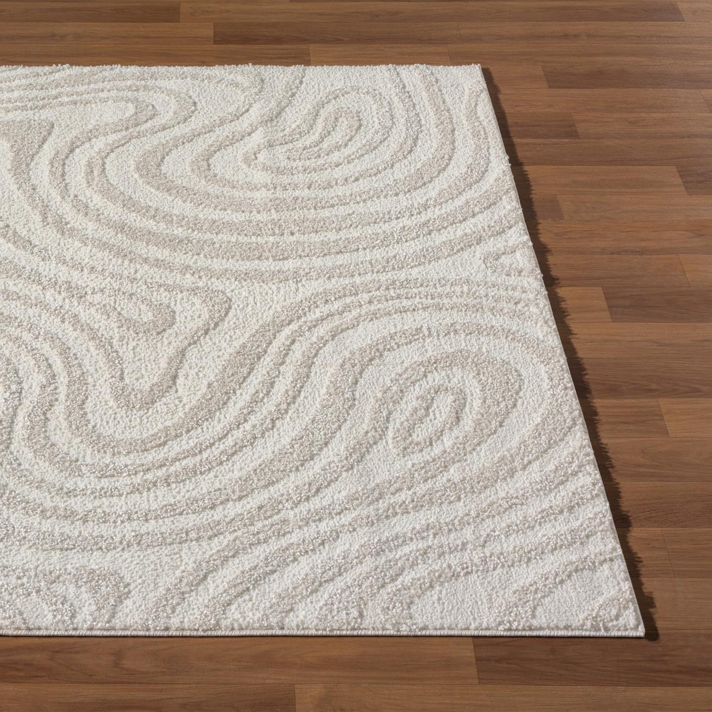 LUXE WEAVERS Geometric Swirl Cream 9x12 Area Rug High Low Modern Carpet