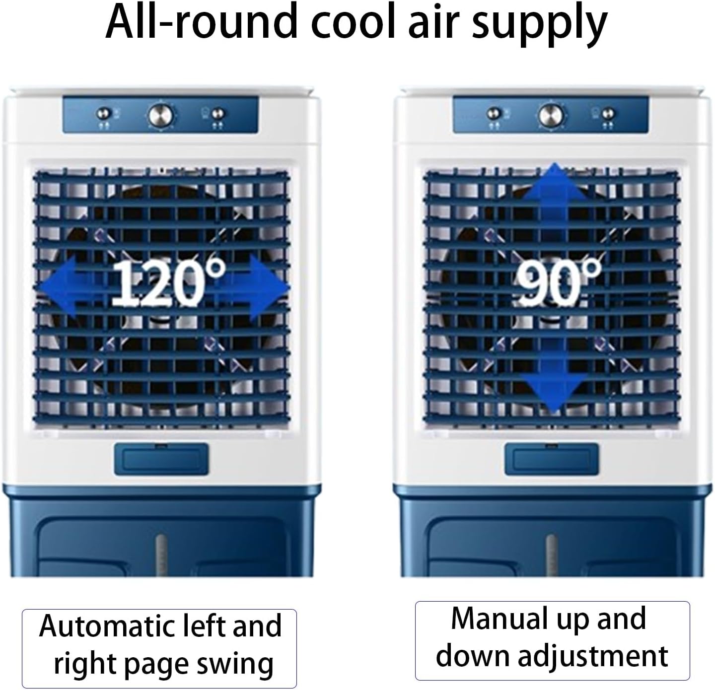 Evaporative Air Cooler, Portable Air Conditioners with Water Tank and 3 Speeds, 3 in 1 Fast Cooling Fan for Room Office Garage