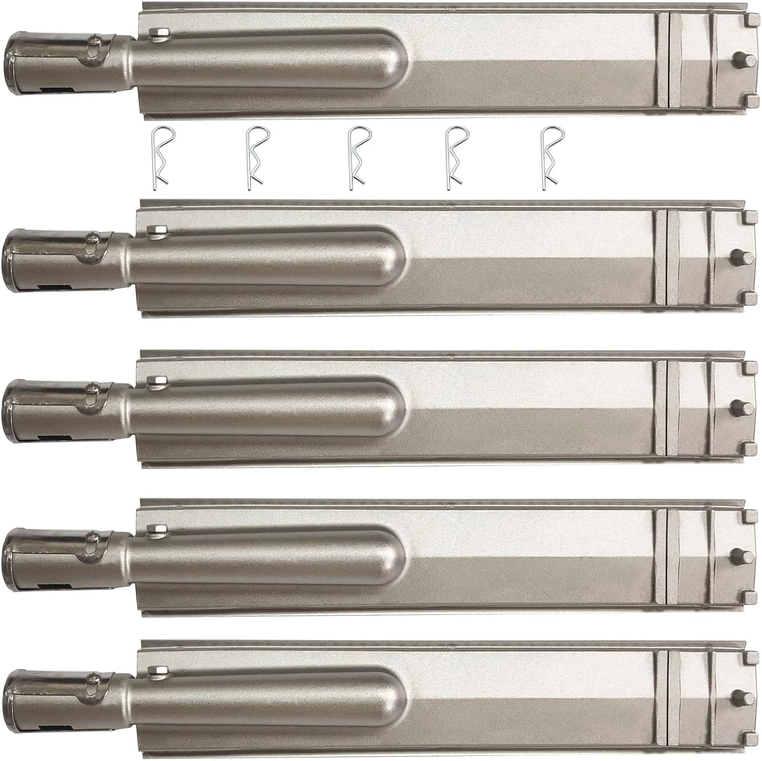 HONSIN 5 Set Heavy Duty Cast Stainless Steel Grill Burners for Bull, Premium Outdoor BBQ Gas Grill Burner Replacements for Bull, Cal Flame, Blaze, Aussie, Bakers & Chefs, Thermos， Turbo，Nexgrill
