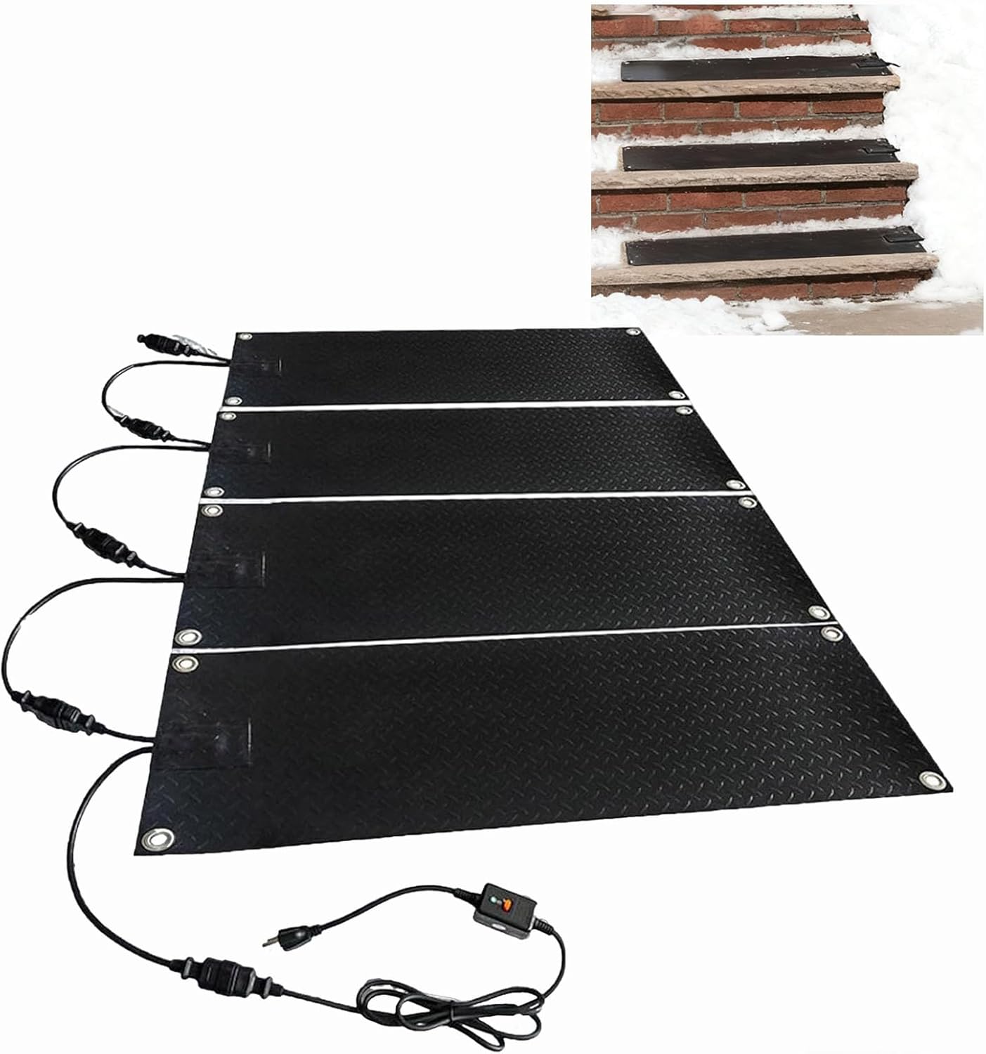 Snow Melting Mat for Outdoor Stairs,Non-Slip Winter Ice Melt Mats,Slip-Proof Devise with Power Cord,1/2/3/4/5pcs, for Stairs、Walkways