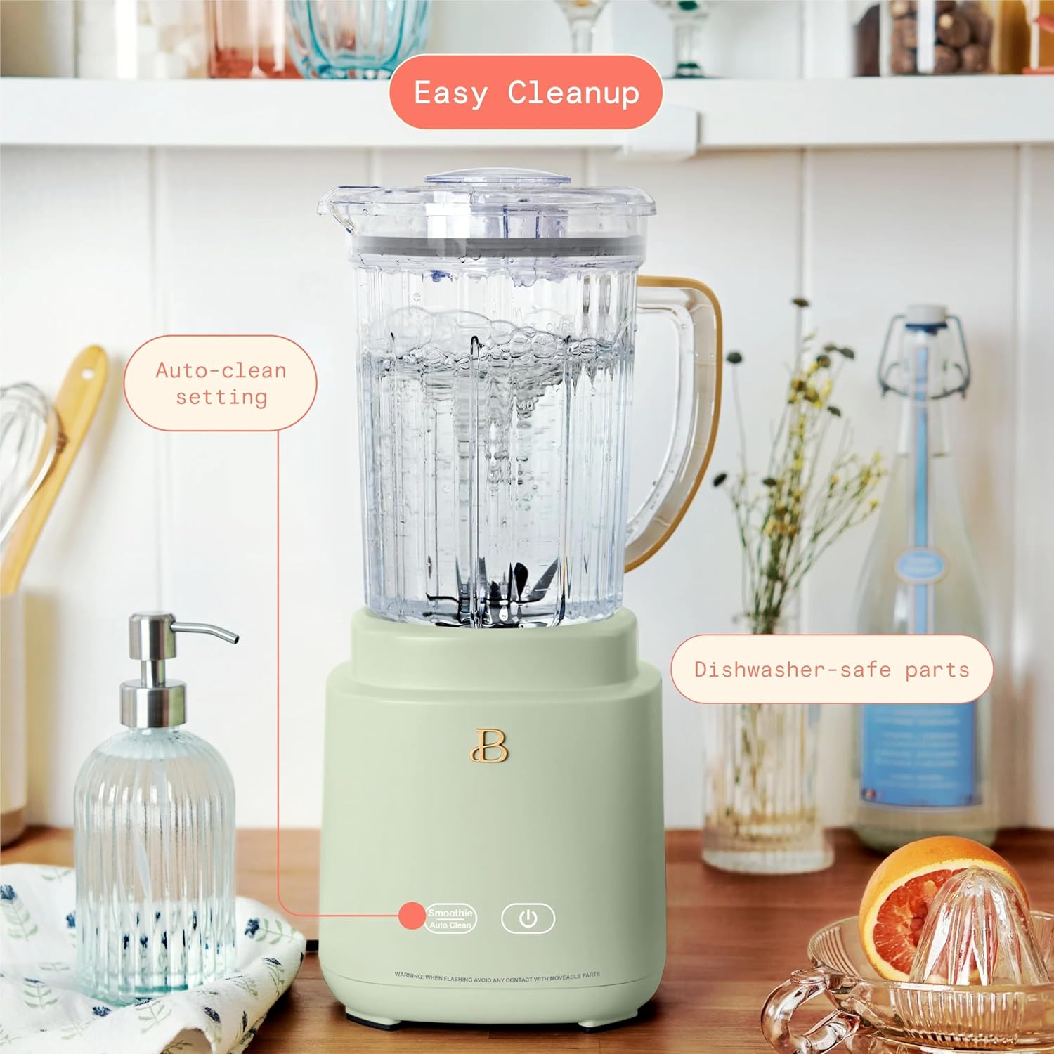 PowerExact High-Performance Blender System with Touch Controls, Multiple Speed Settings, Sleek Design, Ideal for Smoothies, Shakes, and Hot Soups - Blac Sesame (Sage Green)