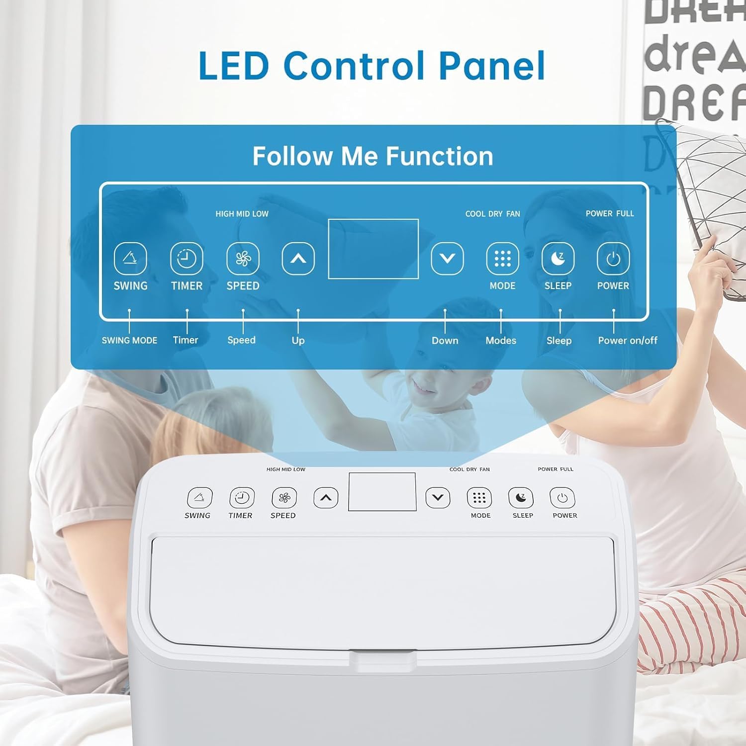 15000 BTU Portable Air Conditioner for 850 Sq Ft 3-In-1 AC Unit with Cooling/Dehumidifier/Fan Modes, Remote, 24H Timer & Installation Kit for Home/Office/Dorm