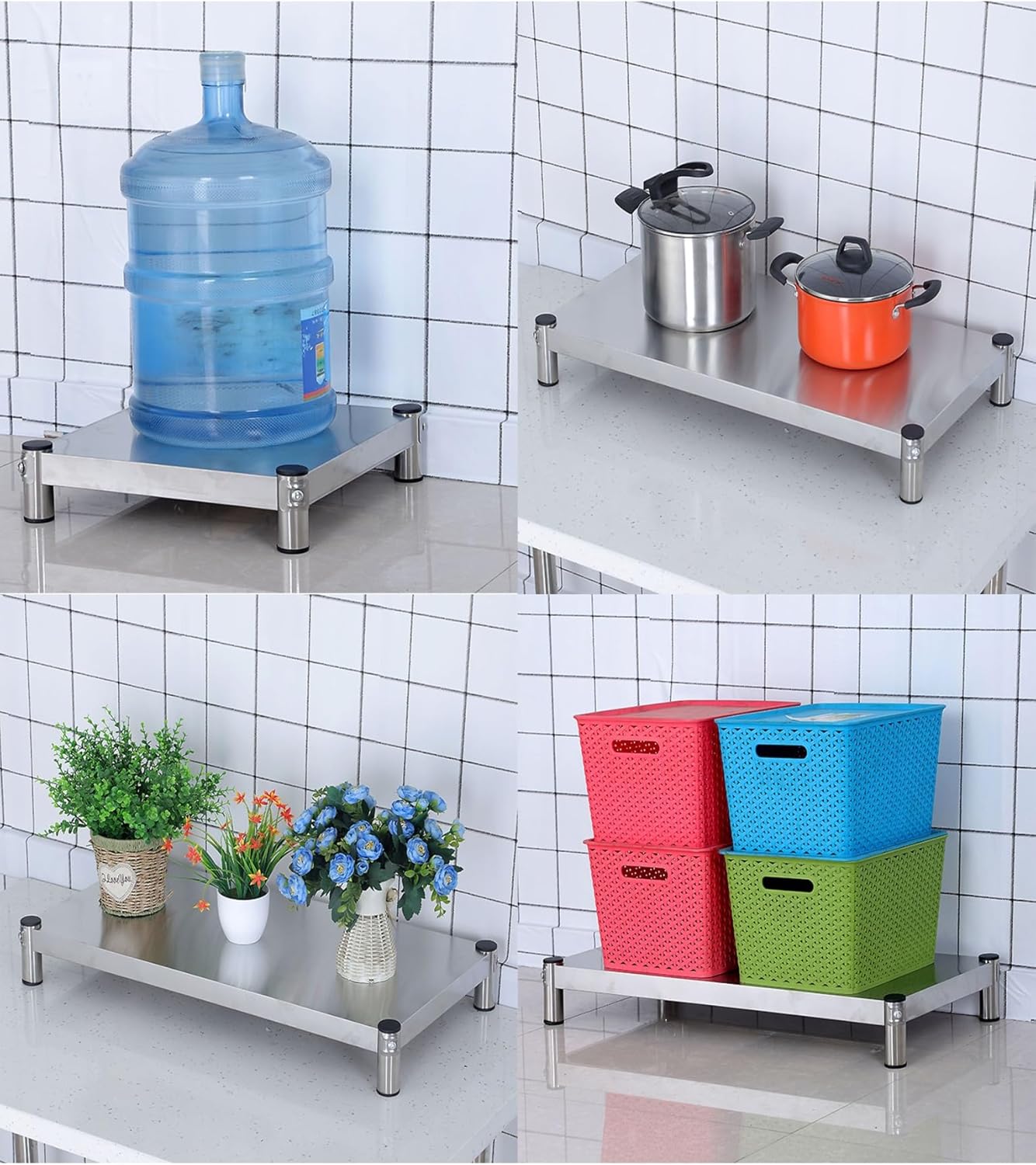 Single Tier Stainless Steel Shelf - Heavy Duty Appliance Riser for Kitchen, Garage & Laundry | Rustproof(80x50cm)