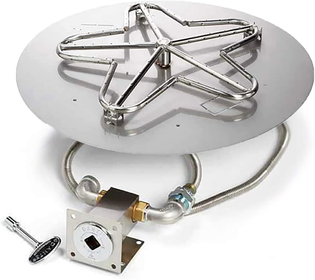 HPC Fire Match Light Fire Pit Burner Kit (PENTA18MLFPK-FLEX-NG), 18-Inch Flat Pan, Natural Gas, UL Listed