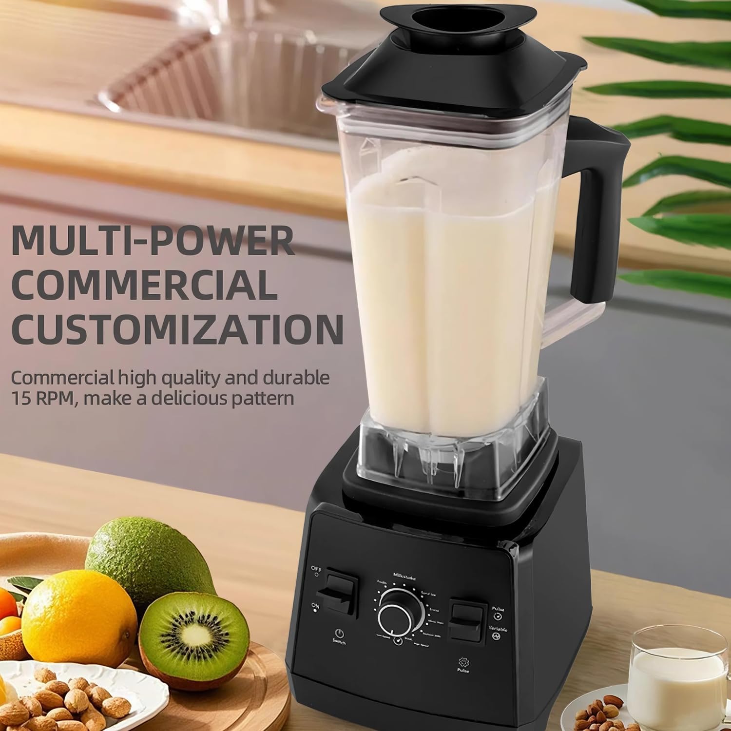 Professional Smoothie Blender,High Speed Countertop Smoothie Maker with 65oz BPA-Free Jar, 8 Stainless Steel Blades,Variable Speed–Smoothies, Protein Shakes, Ice Crushing, Frozen Drinks, Juices, Nuts