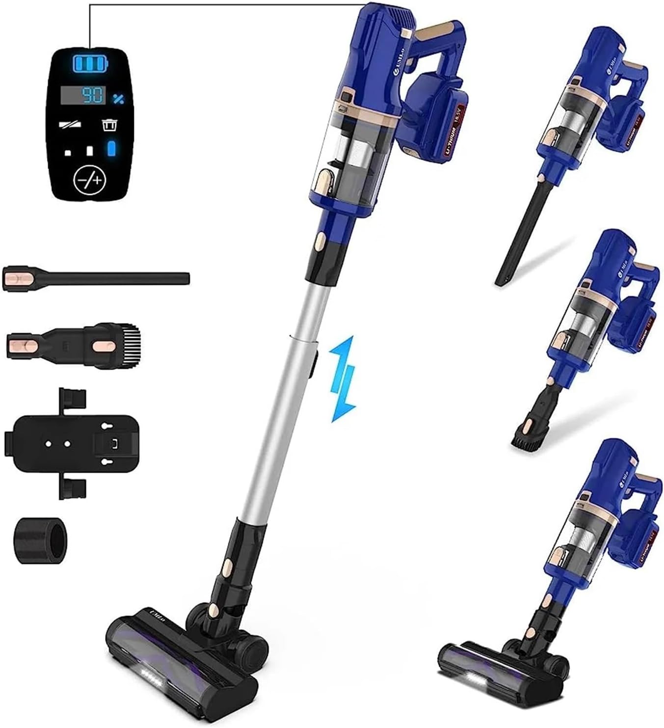 Compatible With UMLO V11 Cordless Vacuum Cleaner, 30kPa 300W Powerful Suction, 60 Mins Runtime 4000mAh Battery, 6-in-1 Lightweight Stick Vacuum For Carpet Hard Floor Pet Hair