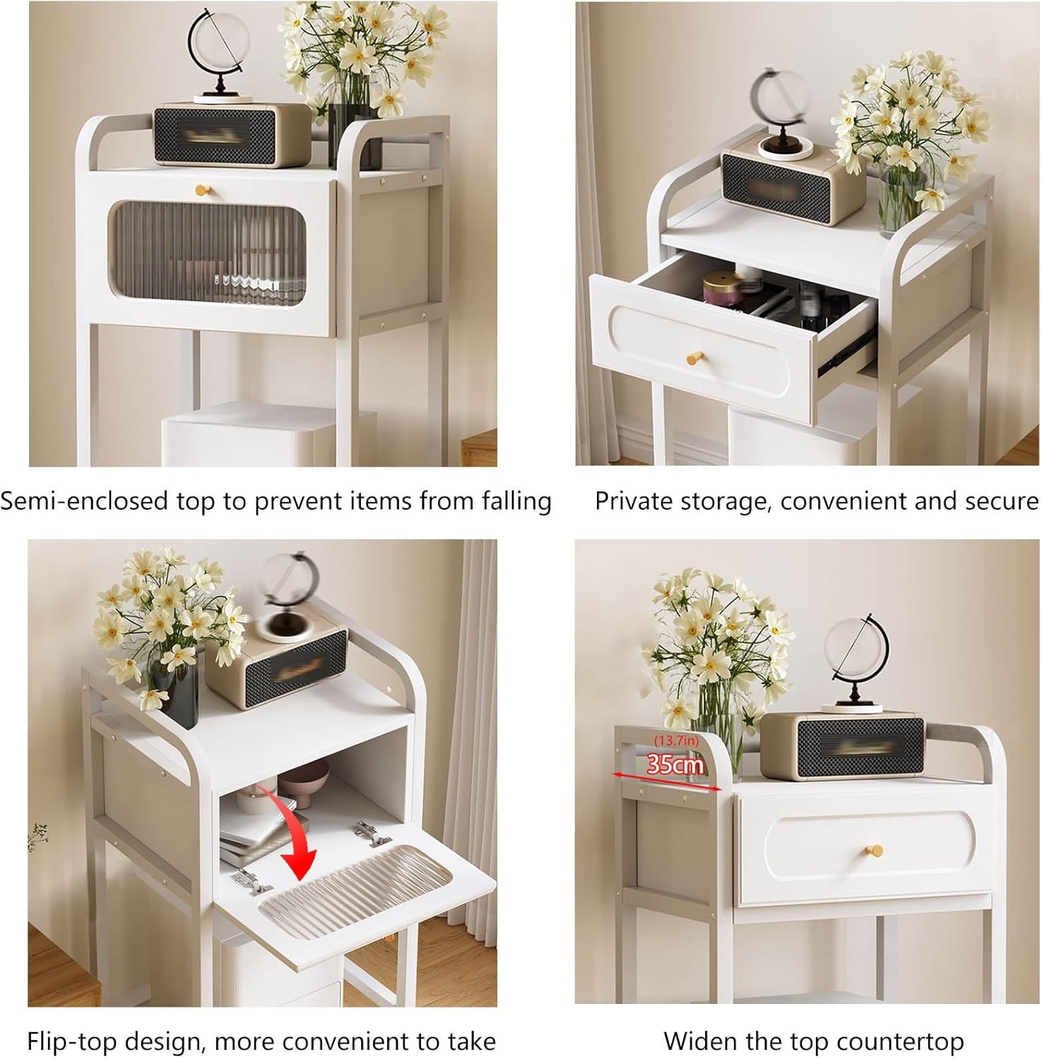 Generic Robot Vacuum Cleaner Storage Rack With Drawer, 39.7 Inch Home Storage Rack, Living Room Storage Display Rack, Mobile Fish Tank Rack(Natural,21.6x13.7x36.6in)