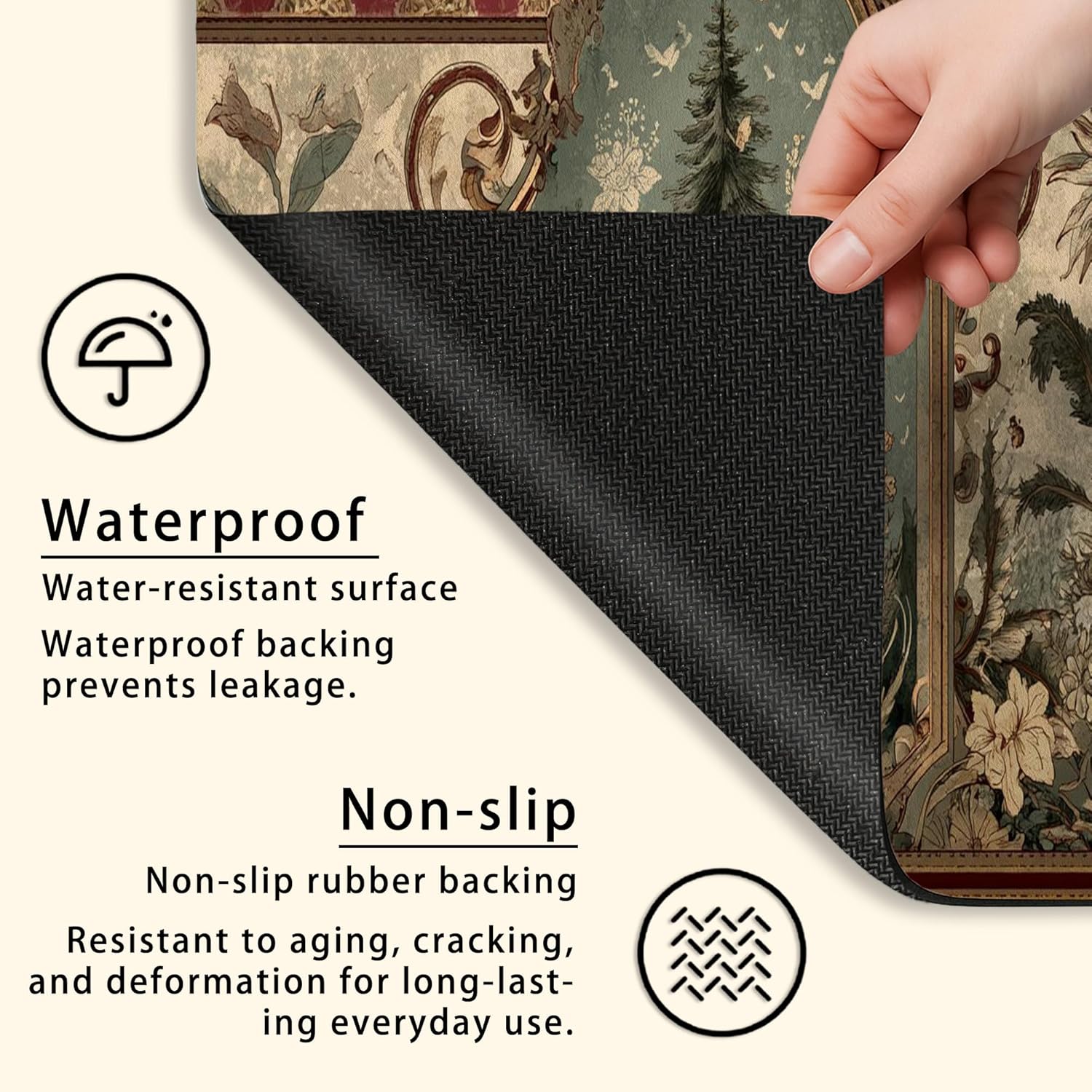 Nature-Inspired Washer Dryer Top Protector Mat, Vintage Botanical Artwork Laundry Machine Dust Covers, Rustic Rubber Anti-slip Waterproof Washer And Dryer Mats for Home Decor 20x24 Inch