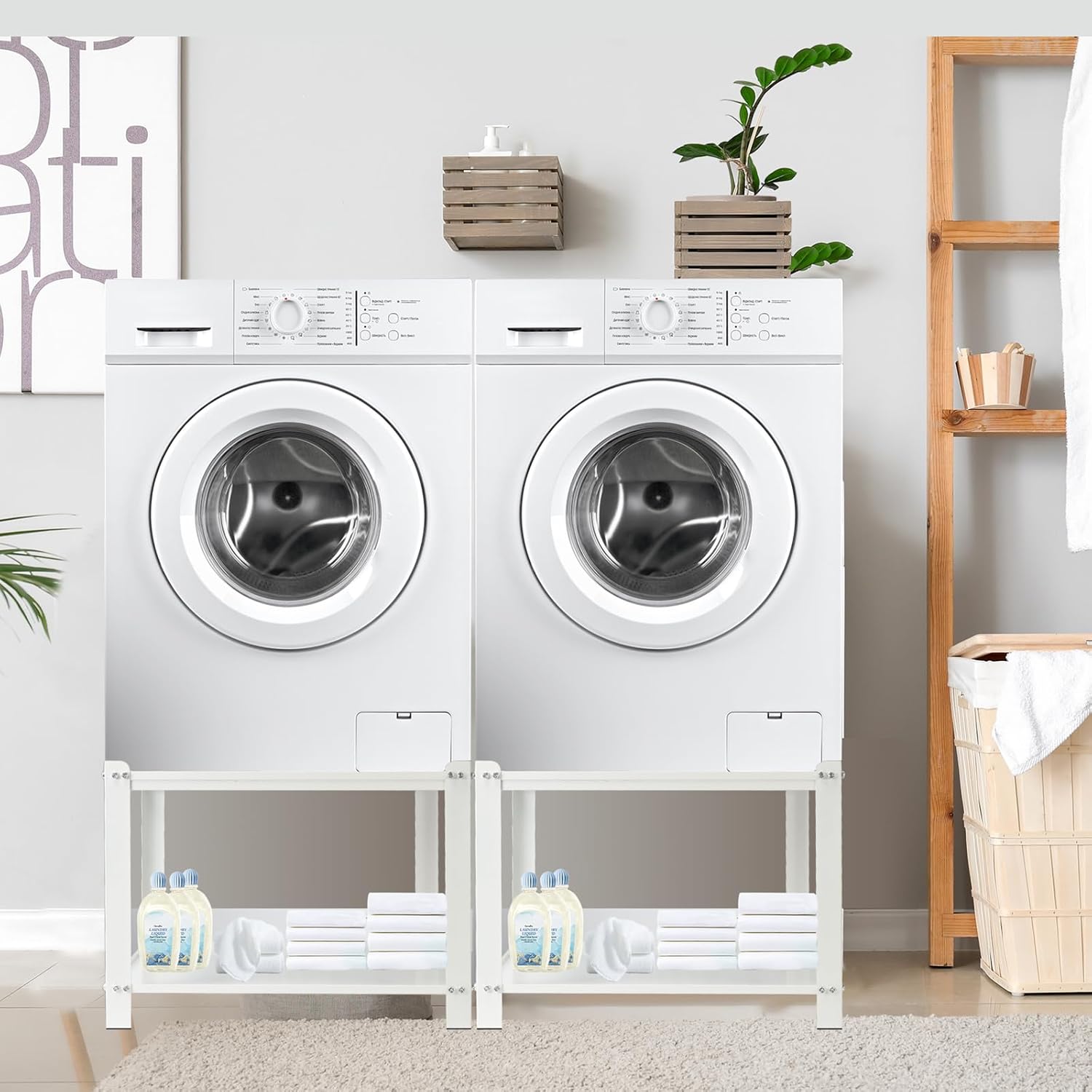 Universal Laundry Pedestal for Washer and Dryer Stand W28''xD28''xH20'' Dryer Pedestals Set of 2 700lbs Load Capacity Washing Machine Pedestal Heavy Duty Washer Pedestal for Washer and Dryer