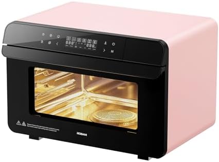 ROABM Toaster Oven Air Fryer Combo R-BOX Pink, 23QT Countertop Convection Steam Oven, Rapid Steam, Bake, Air Fry, Broil, Dehydrate, Defrost, Ferment, Steam Self-Clean, Touchscreen Control