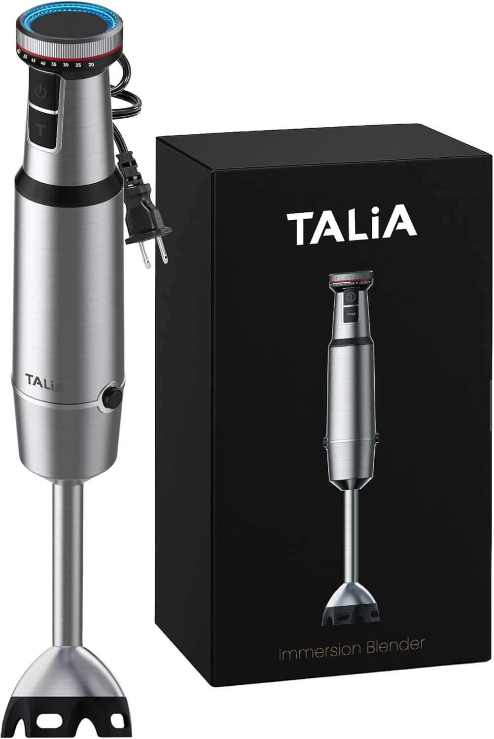 TALIA Immersion Hand Blender with Gift Box, Stainless Steel Stick Blender, Variable Speed & Turbo, Dishwasher-Safe, Anti-Splash, for Smoothies, Soups, Baby Food, Puree & Shakes