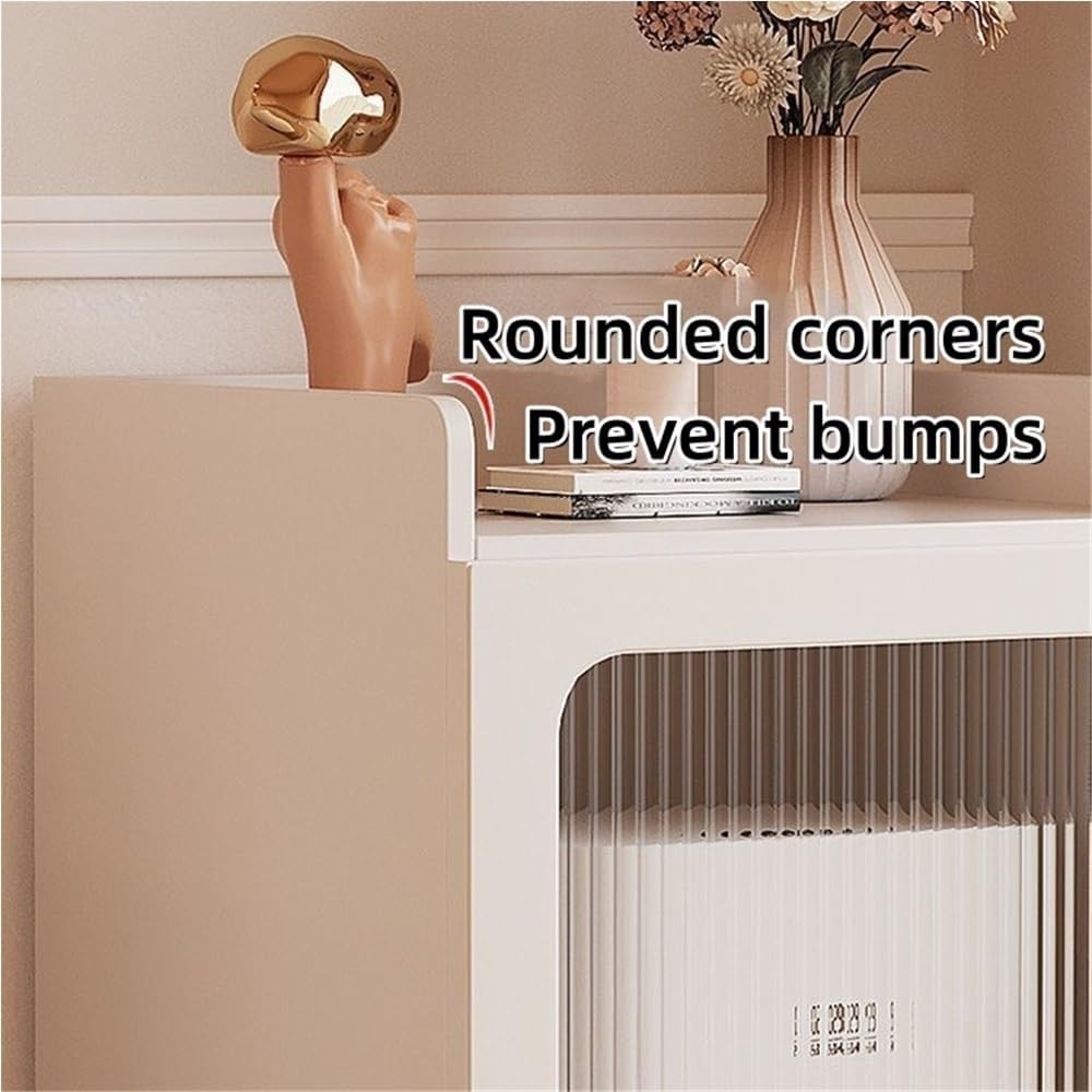 Modern Robot Vacuum Cabinet with Wheels, Movable Side Cabinet with Doors and Drawers, Hidden Storage Cabinet for Living Room, Kitchen, Office(Natural)