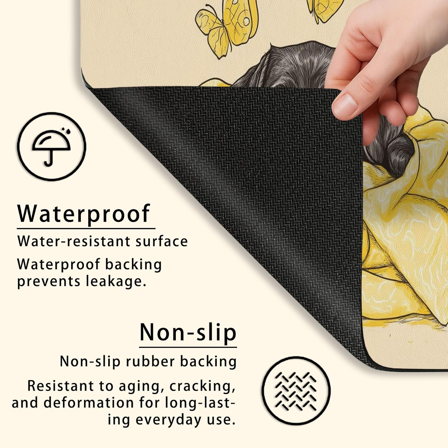 Butterfly Washer Dryer Top Protector Mat, Yellow Cute Butterfly Laundry Machine Dust Cover, Spring Floral Rubber Anti-slip Waterproof Washer And Dryer Mats for Laundry Room 20x24 Inch