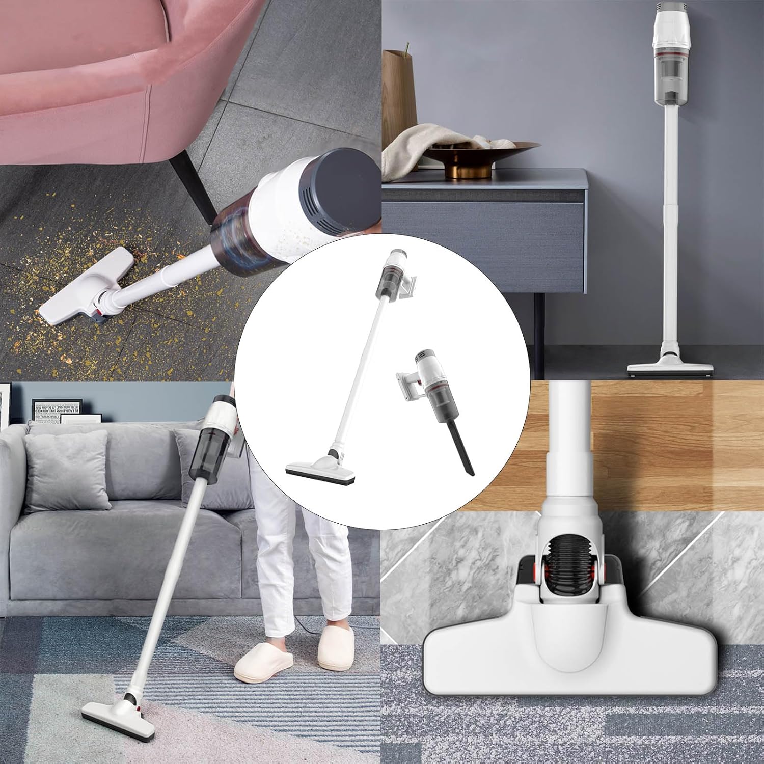 Multiple Floor Vacuum with 400W Cyclonic Motor 12000Pa Absorption Thin 1.5kg Body 90° Modifiable Head Against Hair Wrap 110V Structure Against Twist Brush Vacuum for Pet Hair