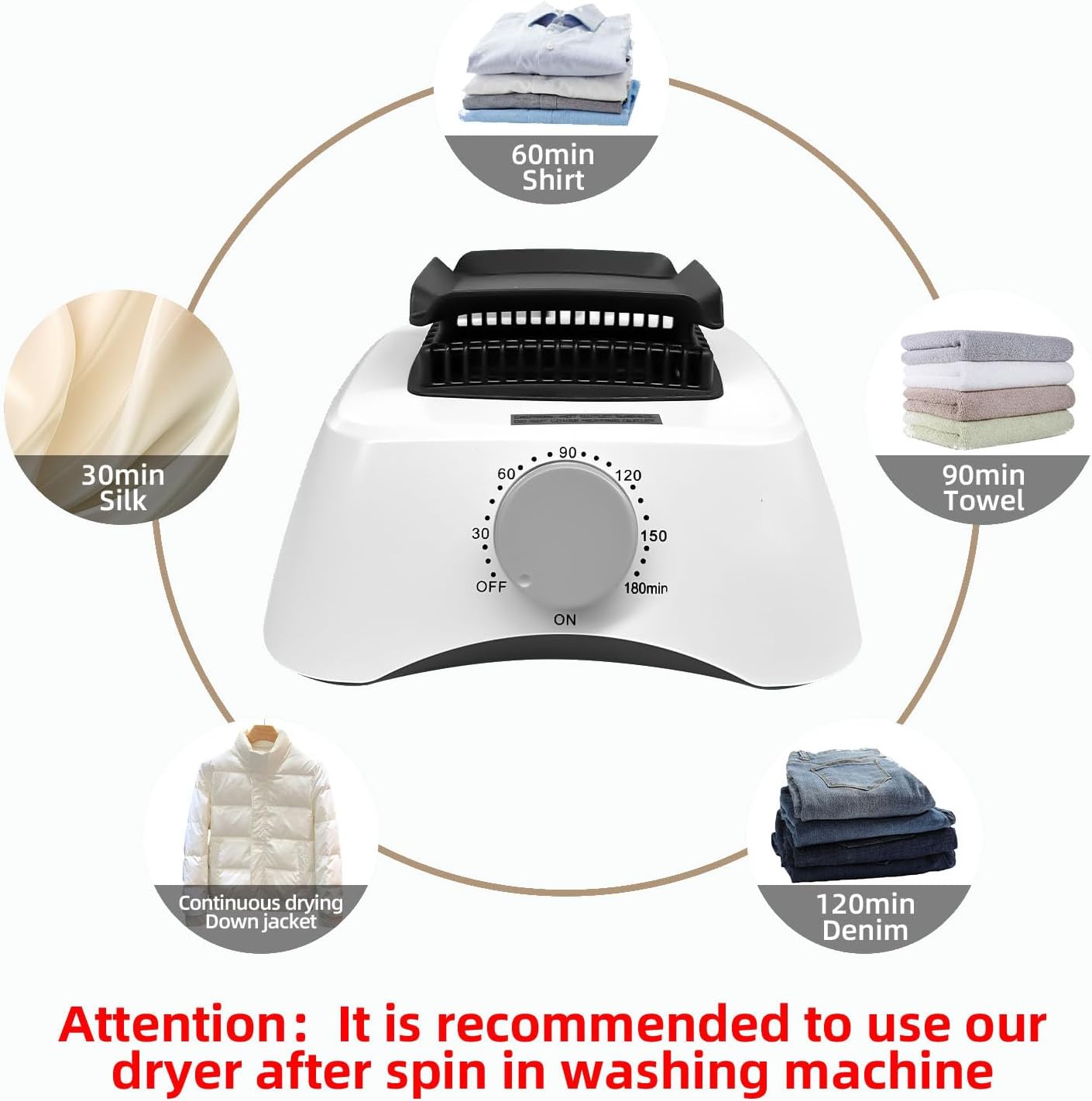 Portable Clothes Dryer, 1000W Portable Dryer Double Layers Portable Dryers for Laundry Stainless Steel Drying Machine Clothes Dryer for Apartments Home Dorms RVs with Timer and Fabric Cover CHOCHOYAH